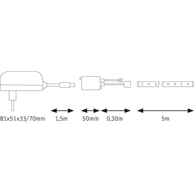 Paulmann LED-Streifen »FN SimpLED Strip«, 1 St.-flammig, Set 5m, RGB 20W,  230/12V, DC, Weiß Metall, Kst bestellen | BAUR