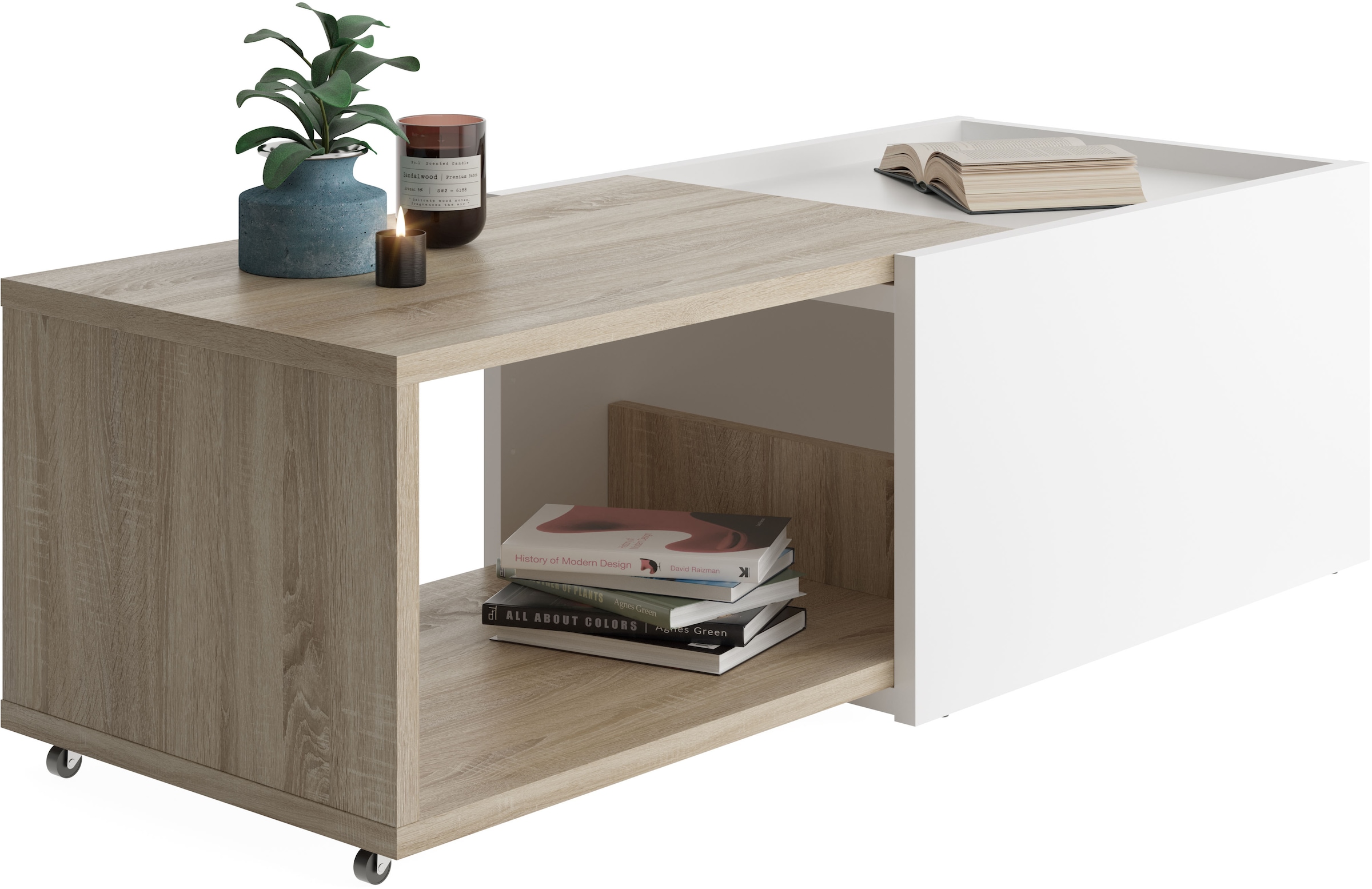 FMD Couchtisch "Slide" flexibel ausziehbar, mit Rollen, Breite: 70 bis 125 günstig online kaufen