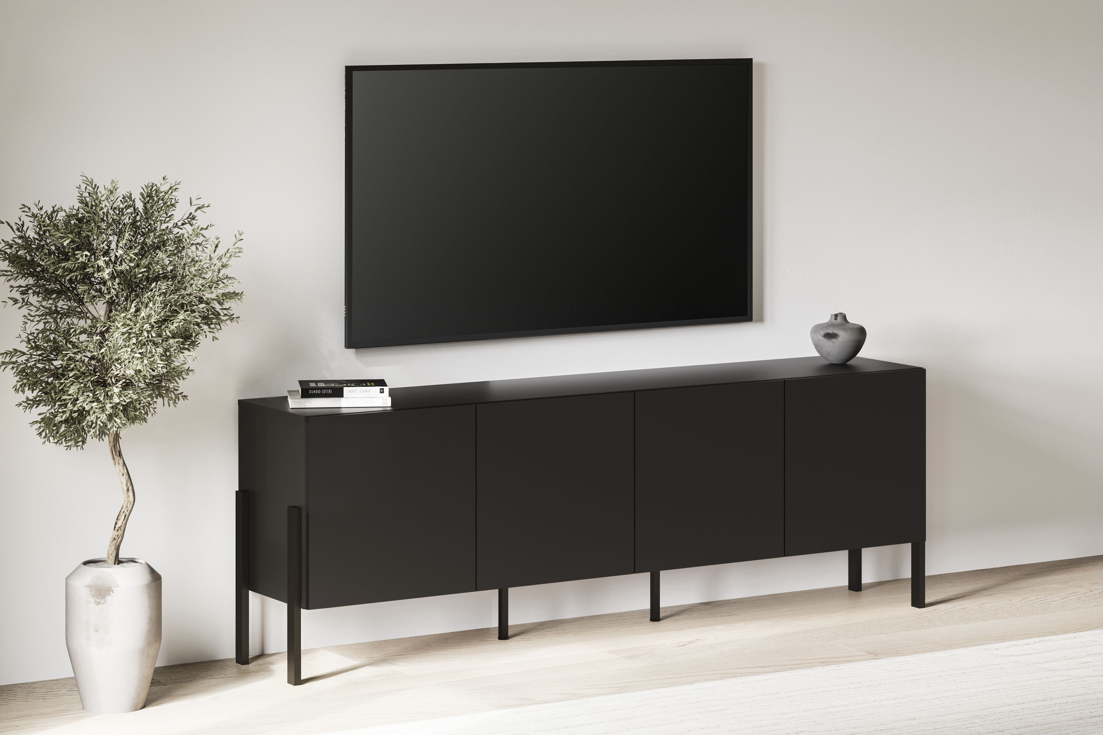 OTTO home Kommode "Jukon,Breite 200 cm, moderne grifflose Kommode,4 Türen" Sideboard, Anrichte viel Stauraum, push-to-open-Funktion
