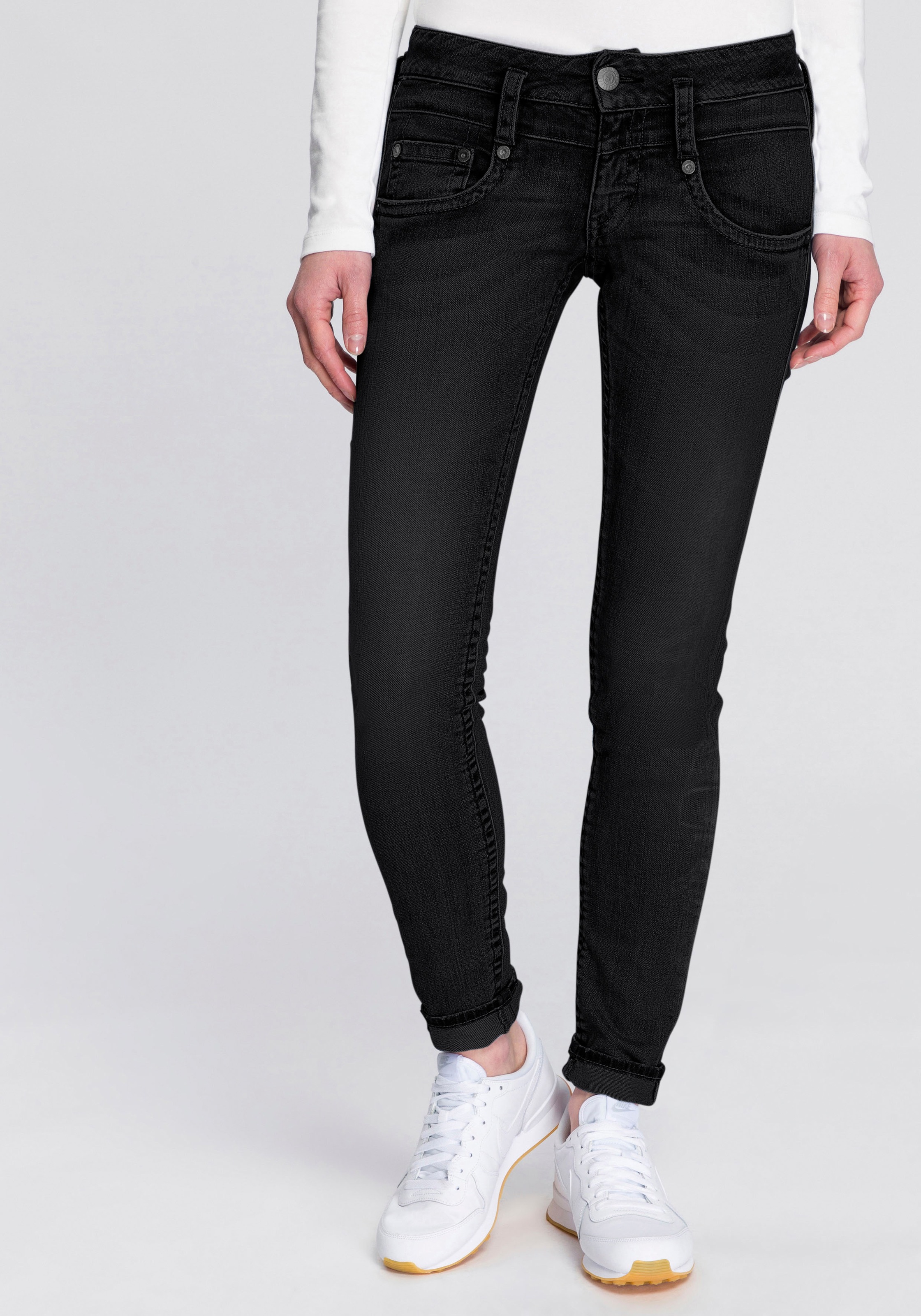 Herrlicher Röhrenjeans "PITCH SLIM REUSED DENIM", Low Waist mit leichtem Pu günstig online kaufen