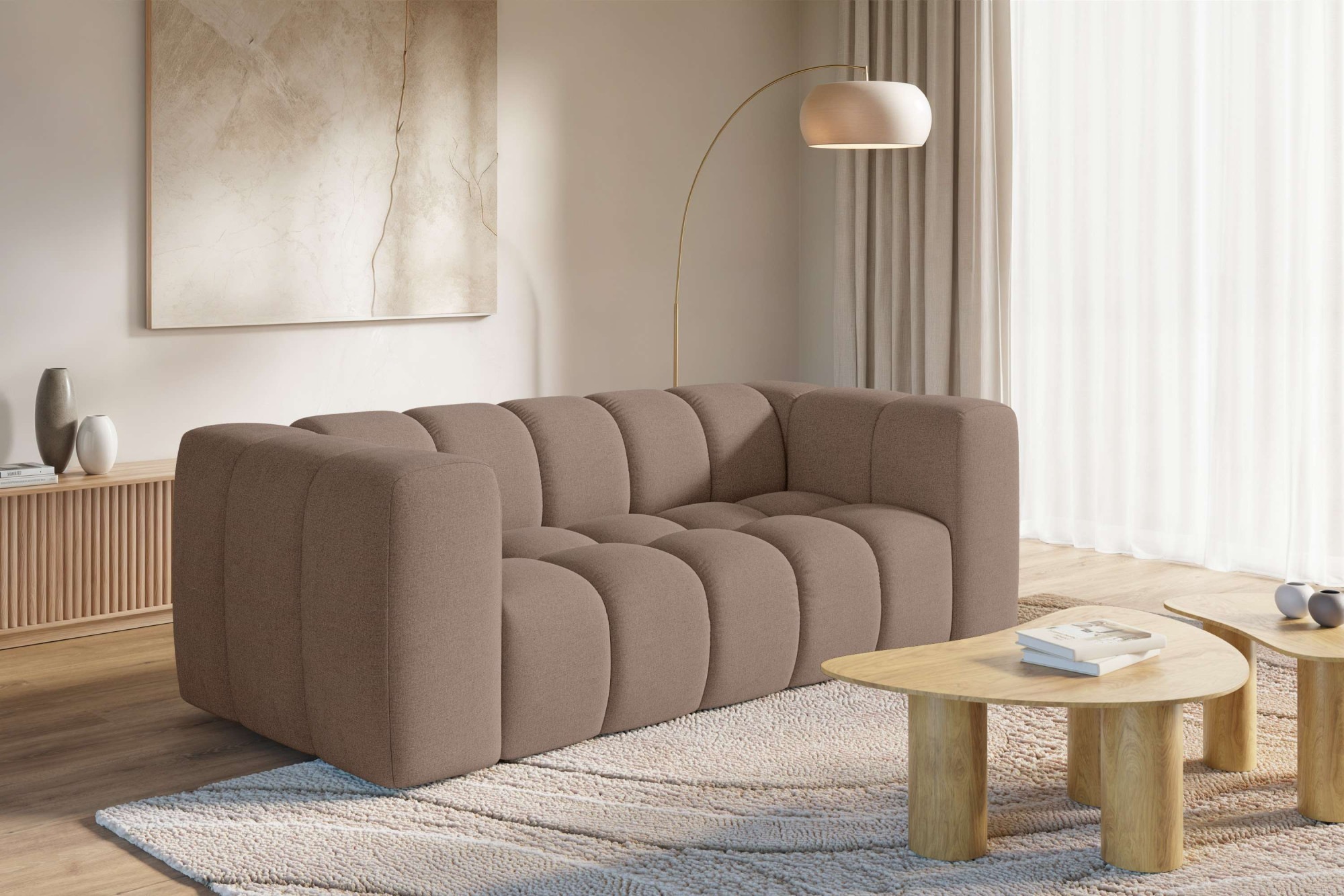 homsy by Ana Johnson 3-Sitzer ""L" BOUBELLE Design-Sofa, Bubble-Optik, Breite 217 cm" hoher Sitzkomfort dank Wellenunterfederung, L Sitztiefe 63 cm