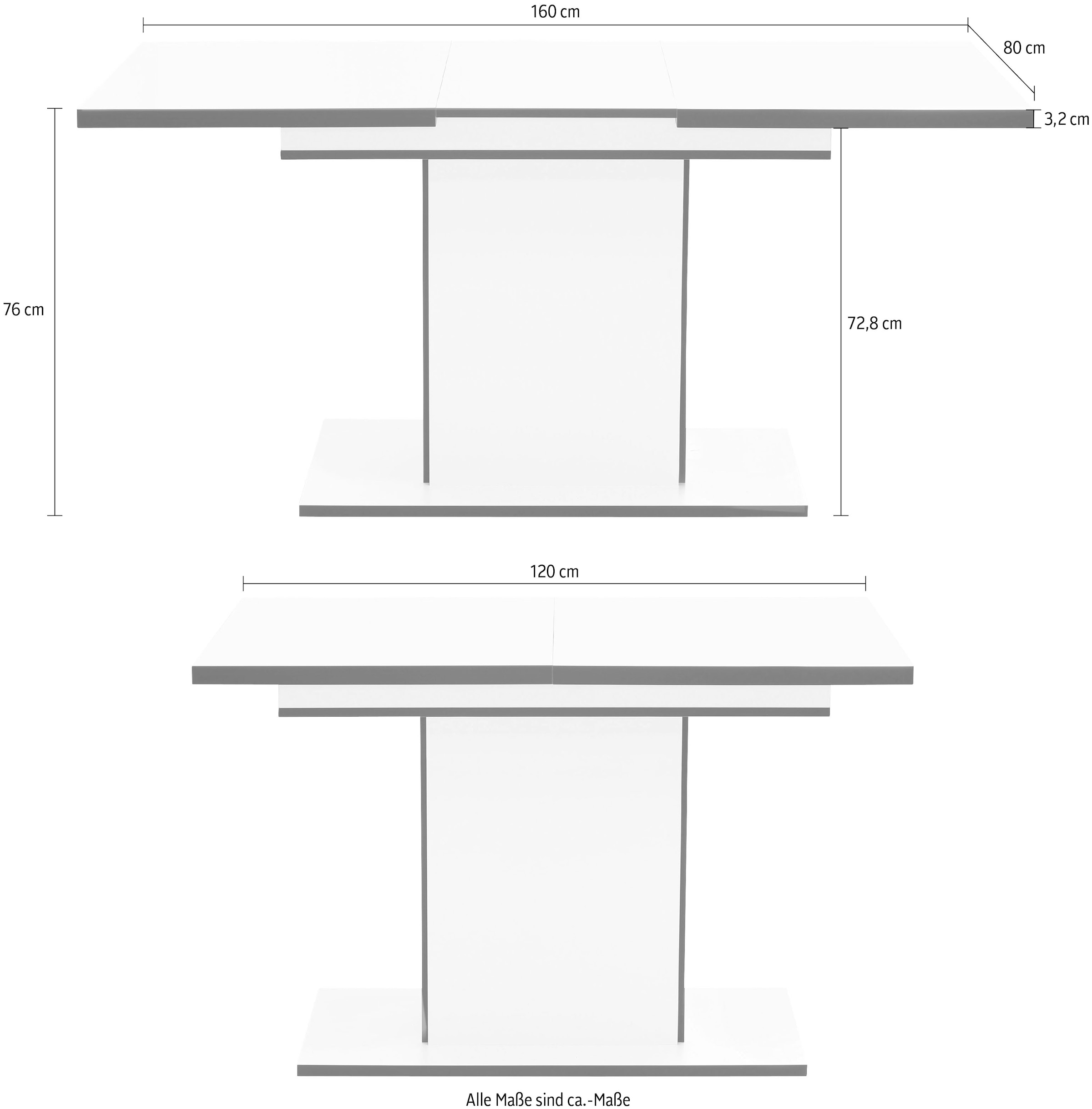 HELA Esstisch »Ariana«, durch innenliegende Einlegeplatten ausziehbar 120-160  cm kaufen | BAUR