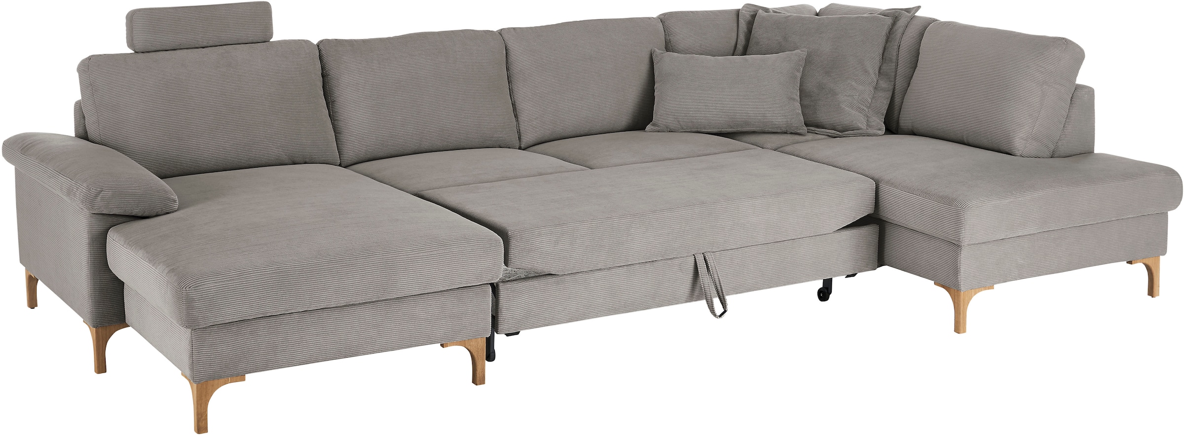 3C Candy Wohnlandschaft »Lecce, wahlweise PUR-Schaumstoff oder Tonnentaschenfederkern U-Form« Bettkasten in Umbauecke und Longchair, sowie Querschläfer im 2-Sitzer