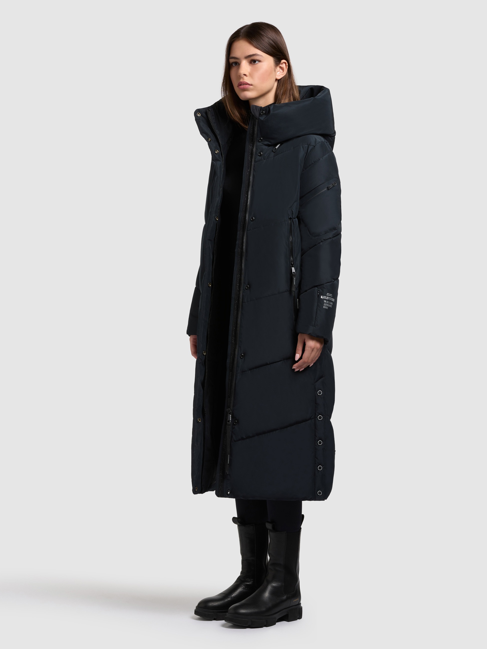 Steppmantel KHUJO "PULSET MATT", Damen, Gr. XL, port blau, 100% Polyester, unifarben, eingesetzt elastischer Bund mit Windstopper, Mäntel Steppmantel 2
