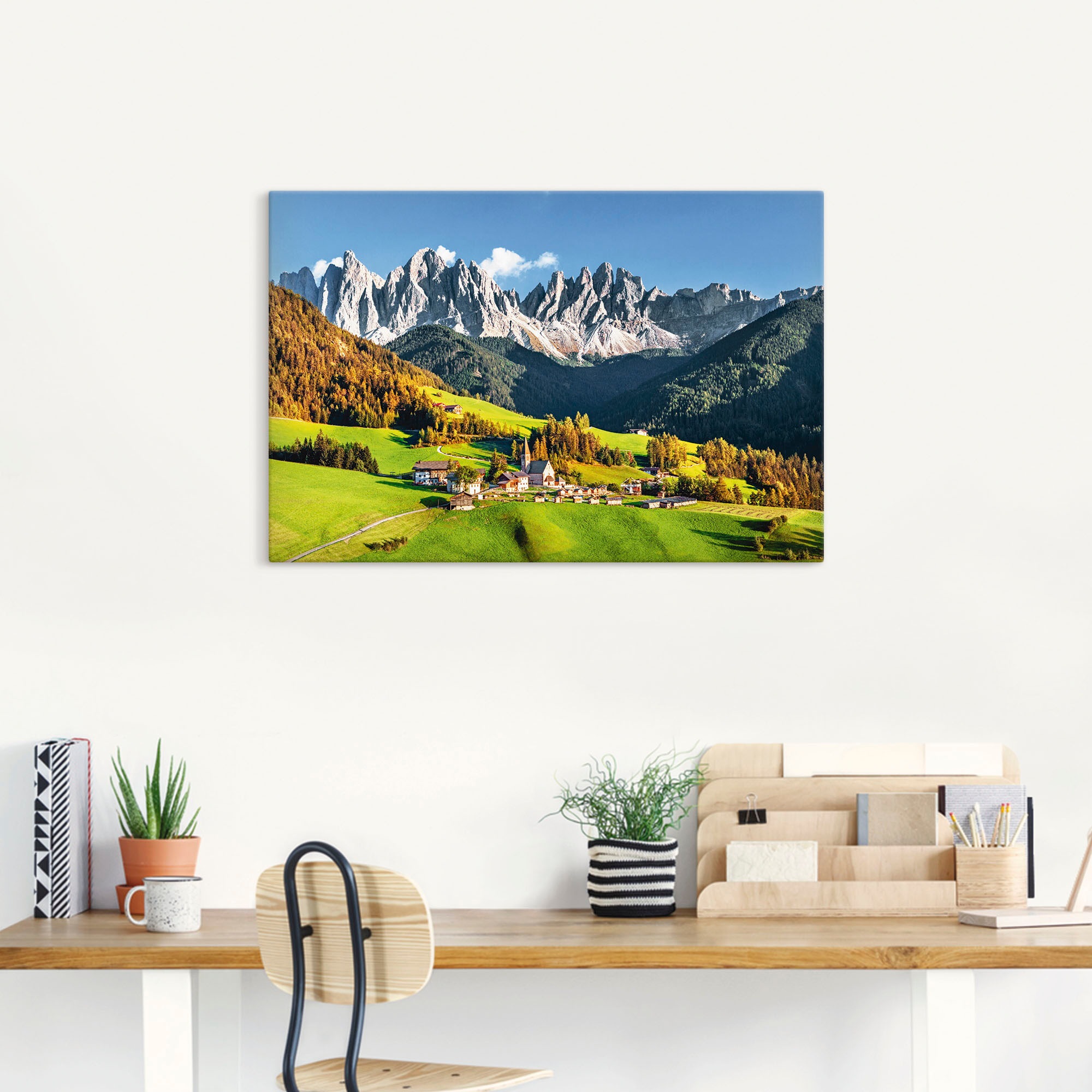 Thumbnail - Artland Wandbild "Alpen Berge Santa Maddalena" Berge & Alpenbilder 1 tlg. als Alubild, Outdoorbild, Leinwandbild, Poster...