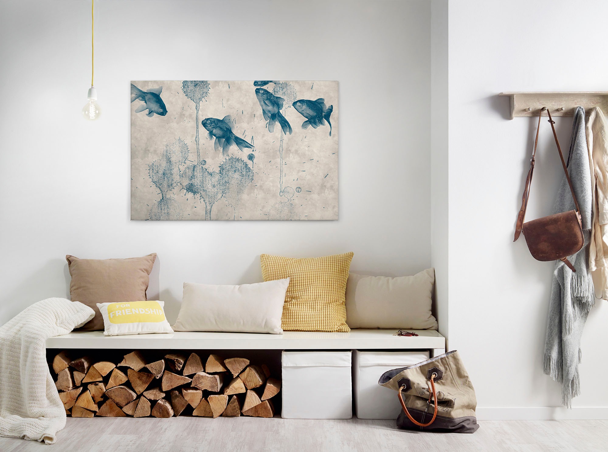 A.S. Création Leinwandbild "pond" Kunst Tiere 1 Stk. tlg. Keilrahmen Bild Fische Asiatisch Koi Leinwand-Bild Wohnzimmer modern