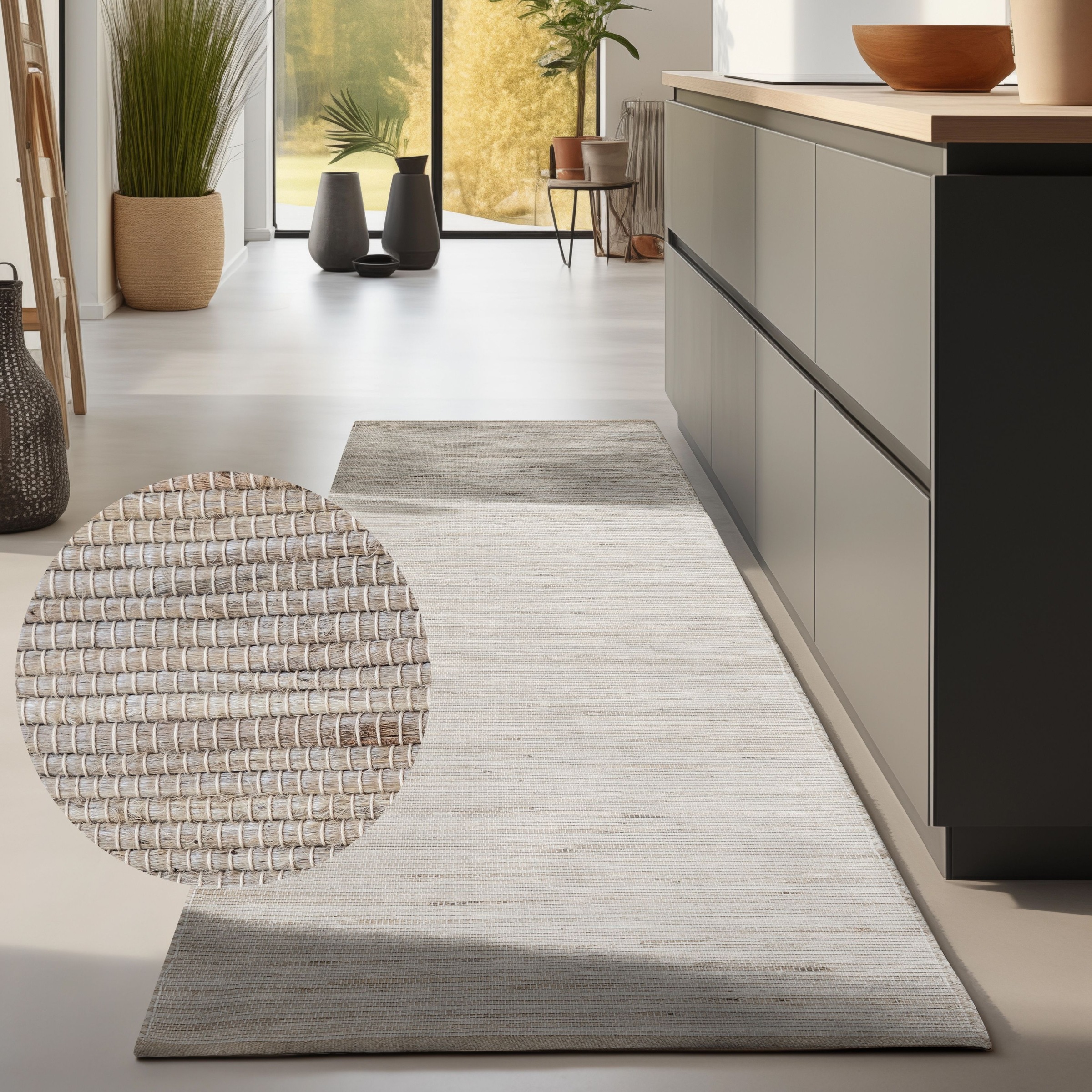 HANSE Home Teppich »Dhaka Juteteppich«, rechteckig, 5 mm Höhe, Läufer, handgewebt, Jute, Wolle, Natur, Wohnzimmer, Flur, Klassisch