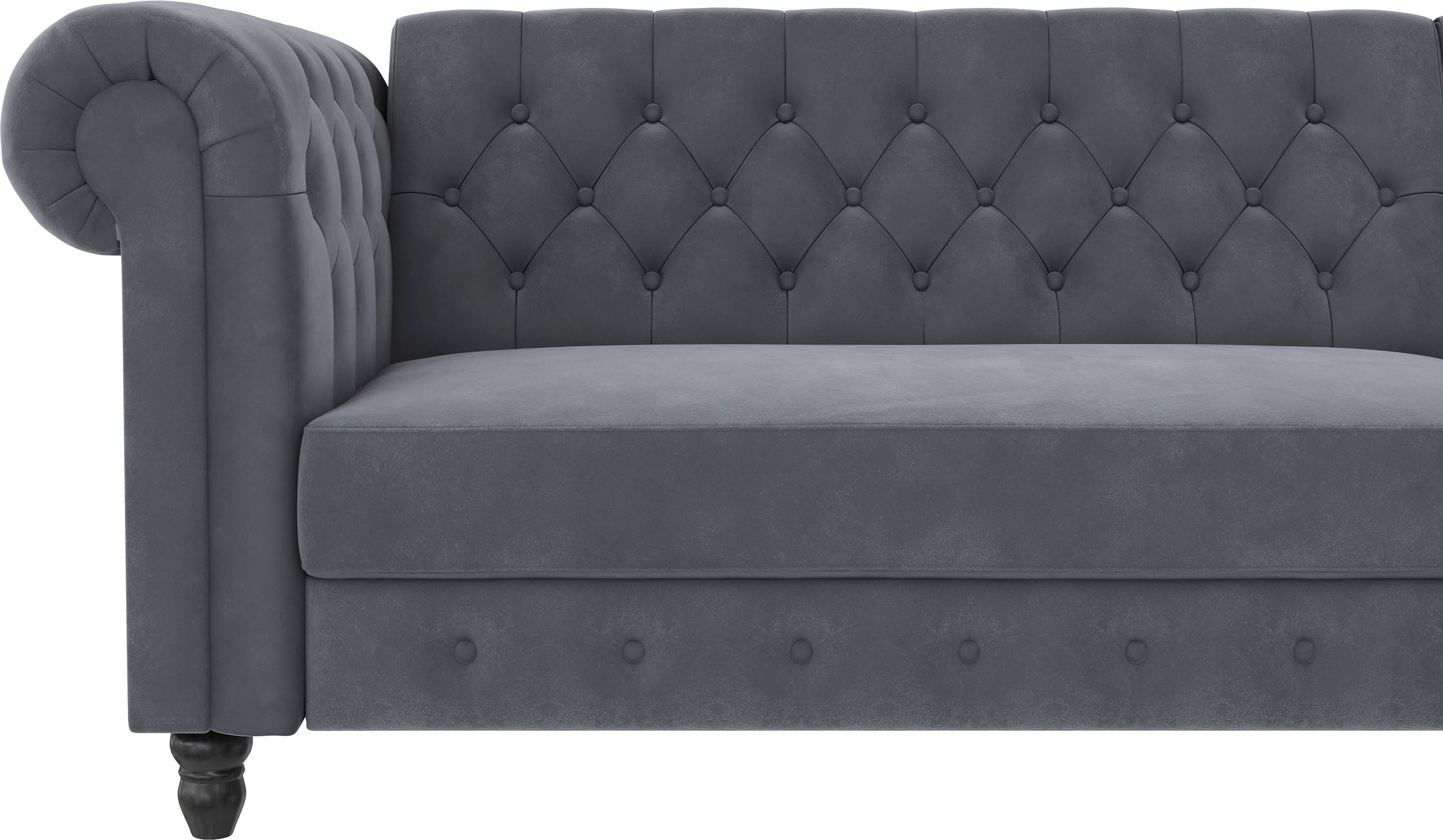 Dorel Home Ecksofa »Felix, L-Form, 241 cm (Liegefl.108x195 cm), Recamiere tauschbar,«, verstellb. Rückenlehne, Bett-Funktion, Velours, Kunstleder, Vintage