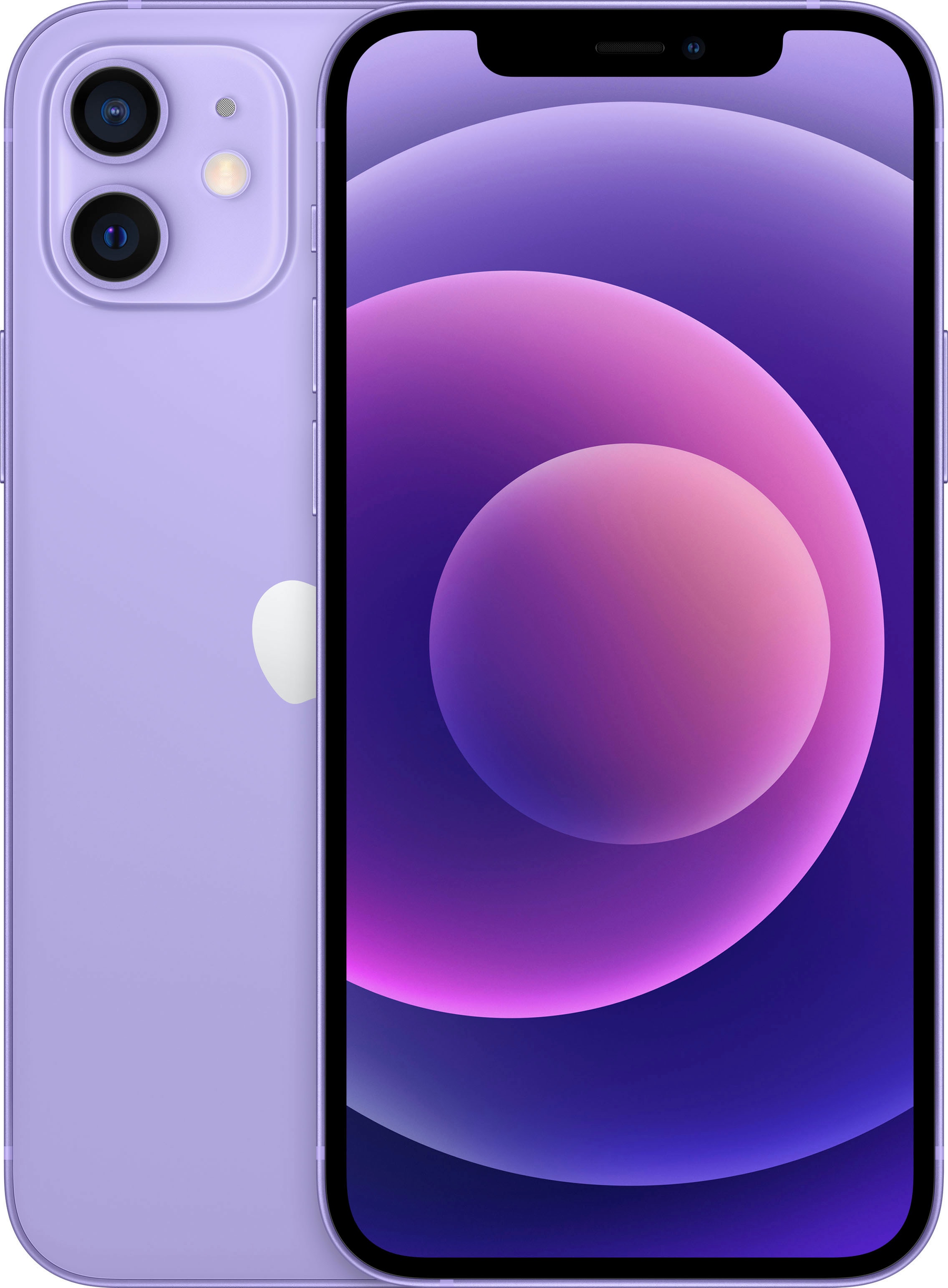 Apple Smartphone »iPhone 12 64GB«, purple, 15,5 cm/6,1 Zoll, 64 GB Speicherplatz, 12 MP Kamera, ohne Strom Adapter und Kopfhörer, kompatibel mit AirPods, Earpods
