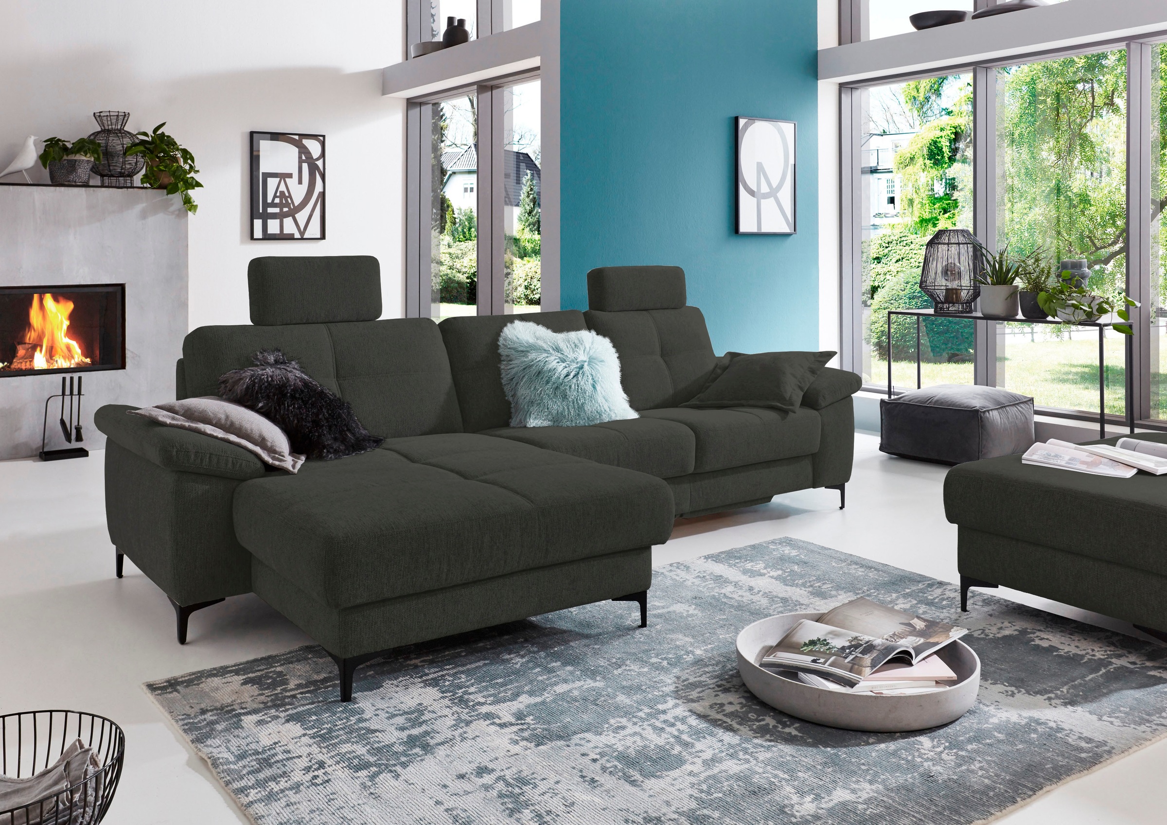3C Carina Ecksofa "Burnaby bequem und modern, L-Form" 2 Kopfstützen, option günstig online kaufen