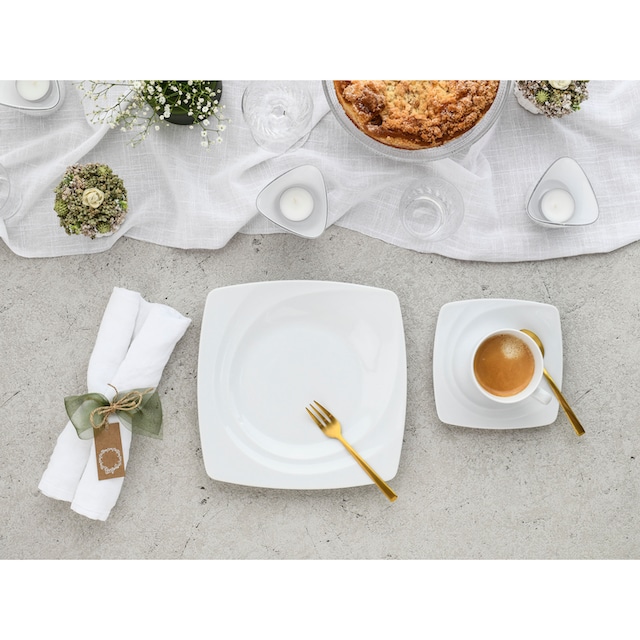 CreaTable Kaffeeservice »Geschirr-Set Celebration«, (Set, 18 tlg.,  Kaffeegeschirr für 6 Personen), Service, weiß, außergewöhnliche Geometrie, 18  Teile, für 6 Personen | BAUR