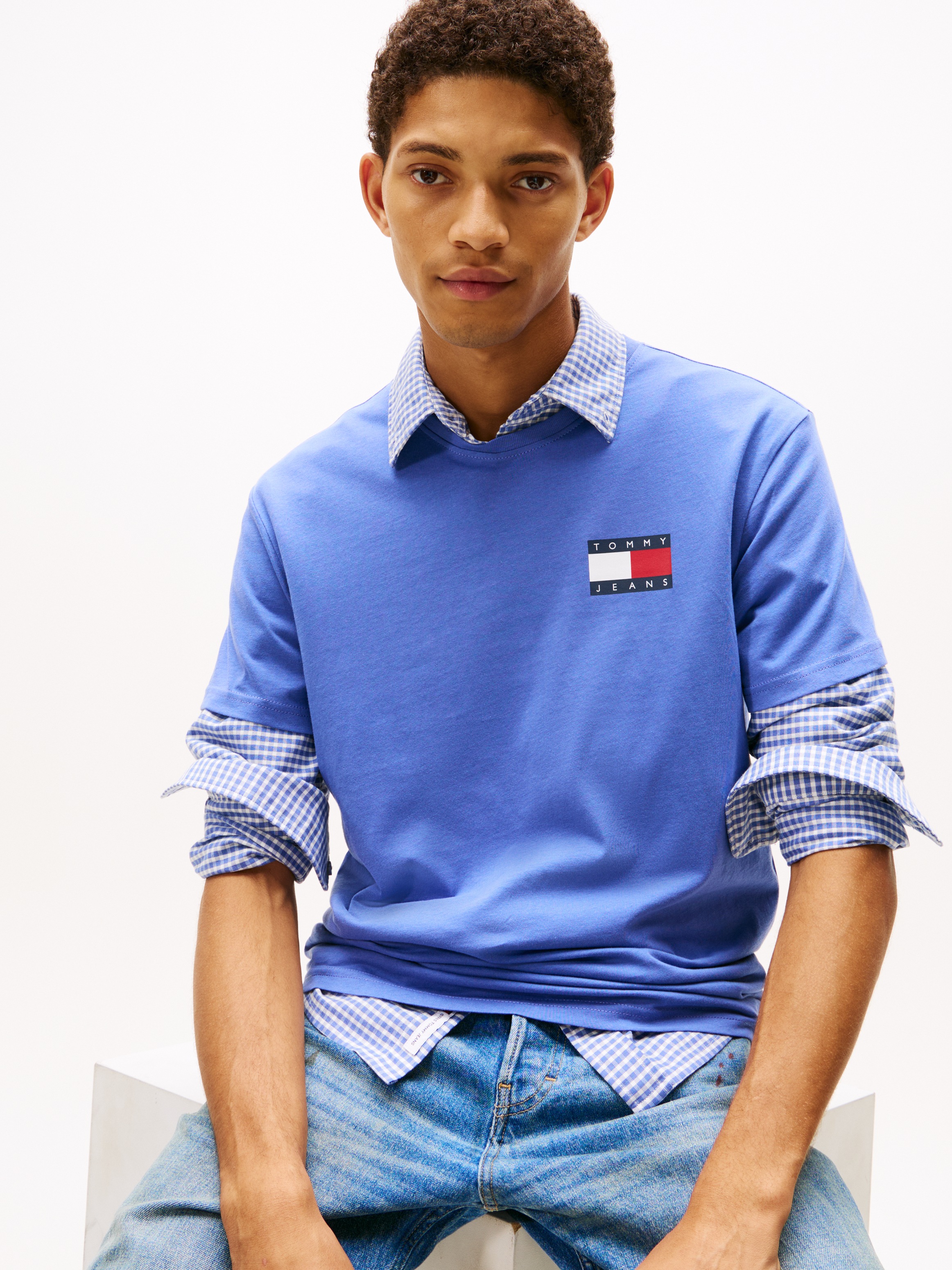 Tommy Jeans T-Shirt "TJM SLIM FIT ESSENTIAL FLAG" Mit Rundhalsausschnitt günstig online kaufen