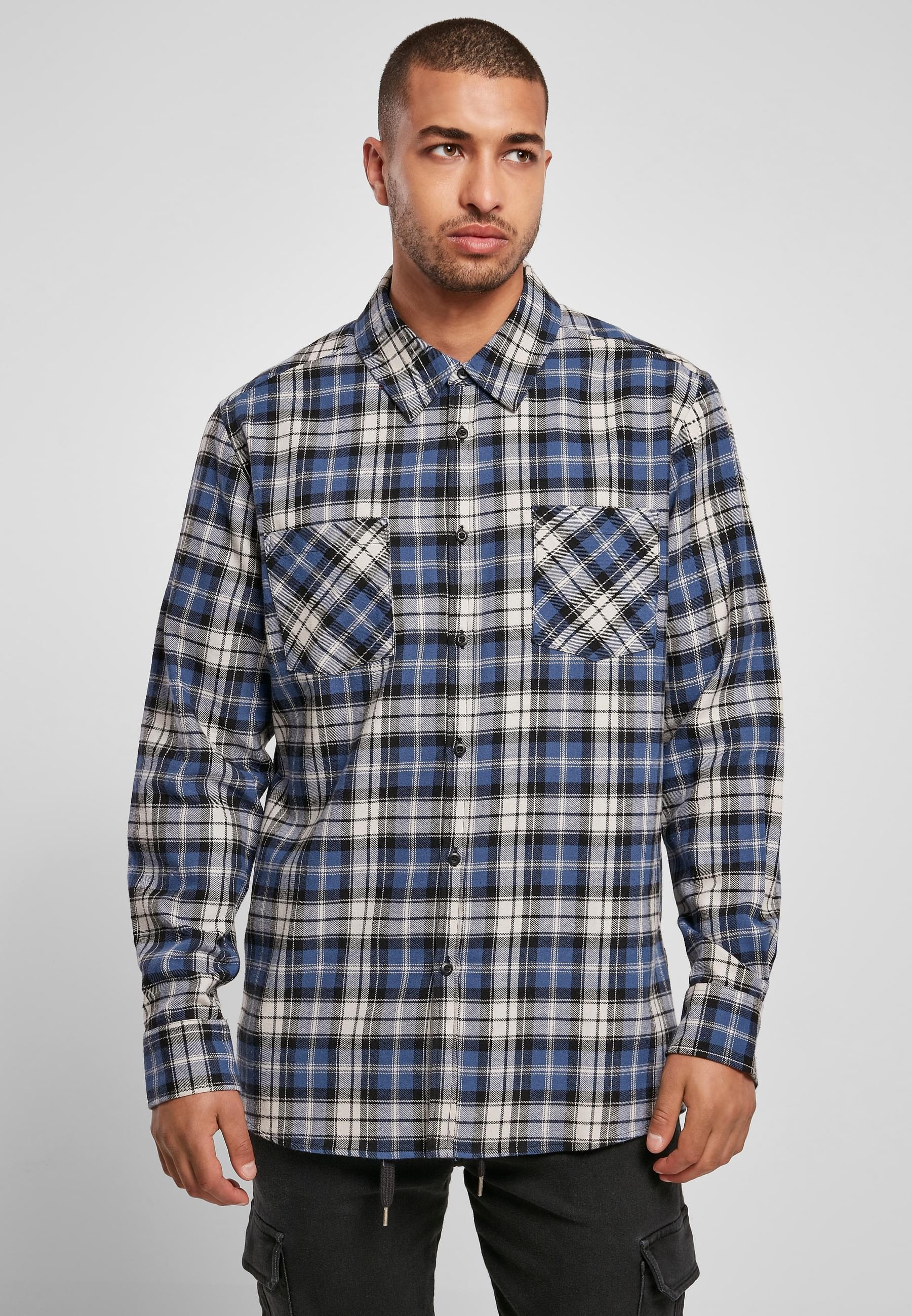 URBAN CLASSICS Langarmhemd »Urban Classics Herren Checked Roots Shirt«, (1 tlg.)