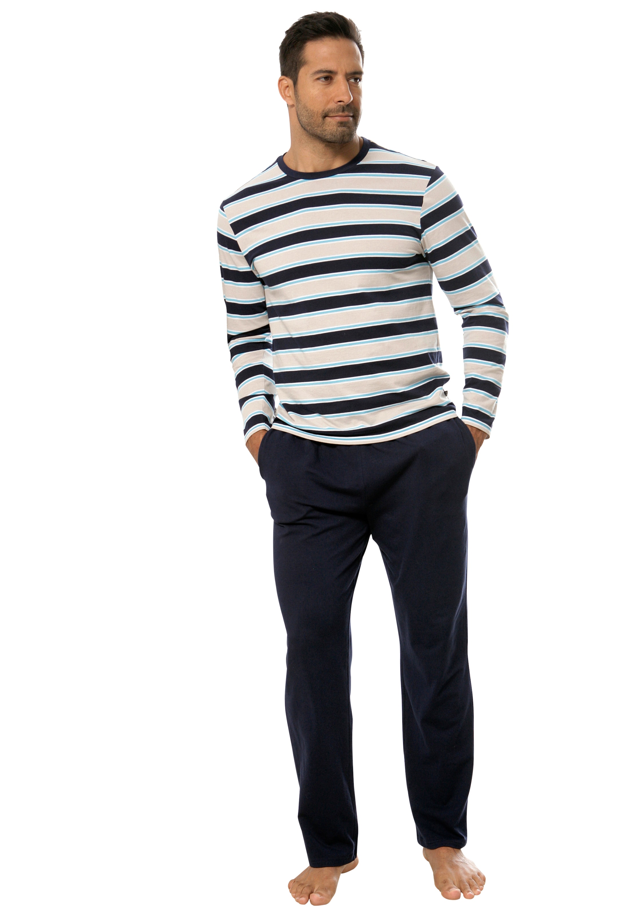 H.I.S Pyjama 1 Stück, 2 tlg. Schlafanzug in schöner Streifenoptik günstig online kaufen