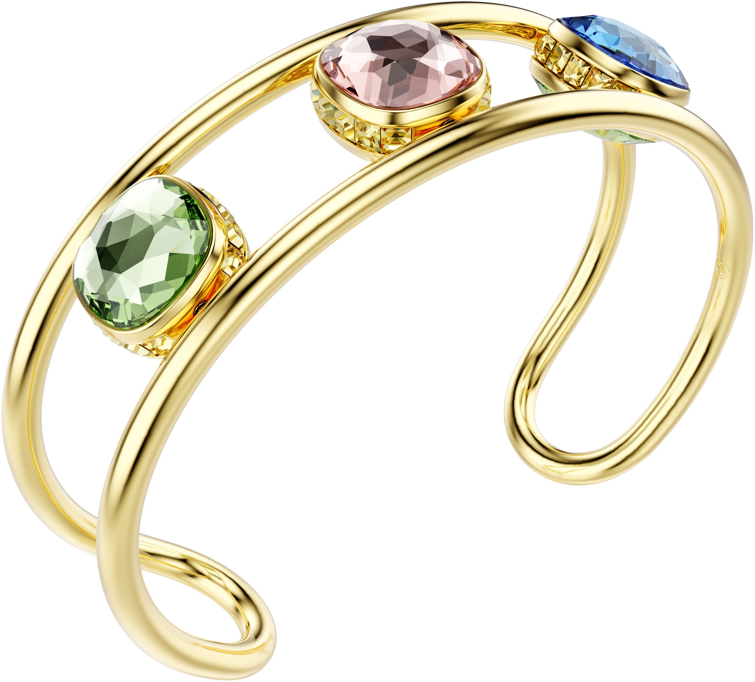 Armspange SWAROVSKI "Schmuck Geschenk Chroma Armreif" Gr. M, gold (gelbgoldfarben, grün, pink, blau, grün, pink, blau), Armbänder, Damen, M, Metall, Armspange, mit Swarovski Kristall 4