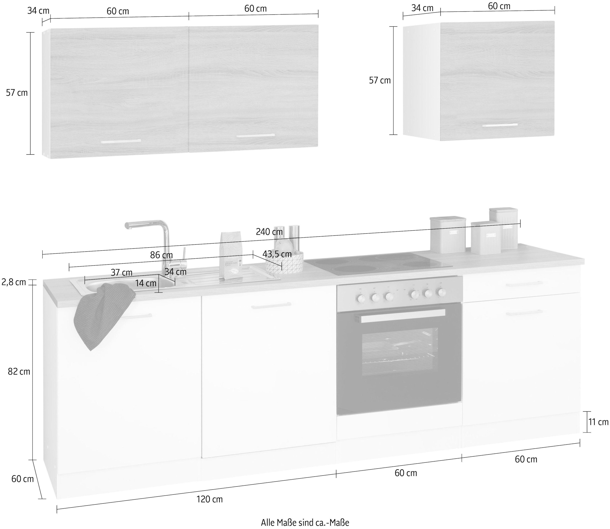 KOCHSTATION Küchenzeile »KS-Visby«, ohne E-Geräte, Breite 240 cm