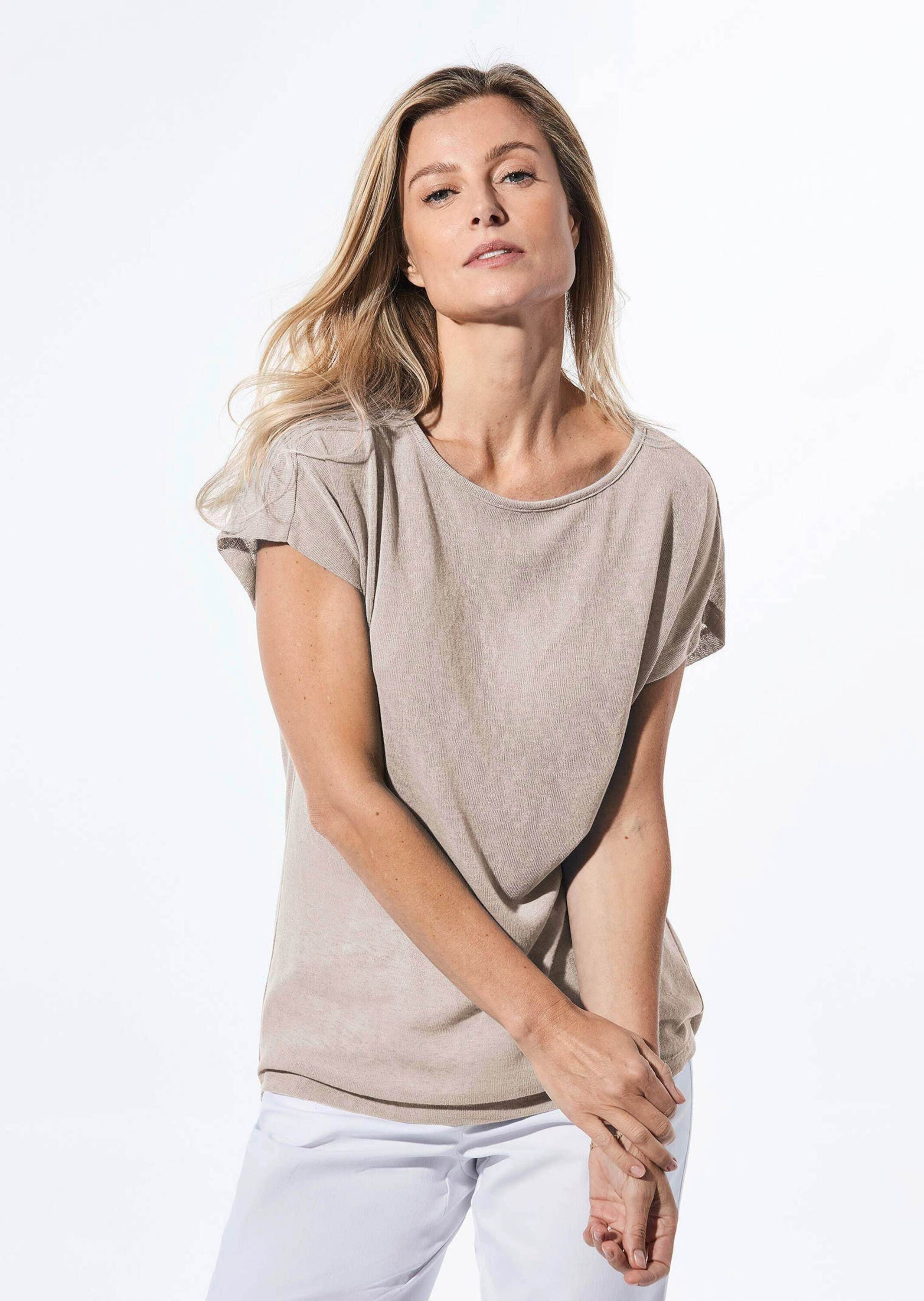 GOLDNER Kurzarmshirt »Shirt Shirt in Leinenoptik«