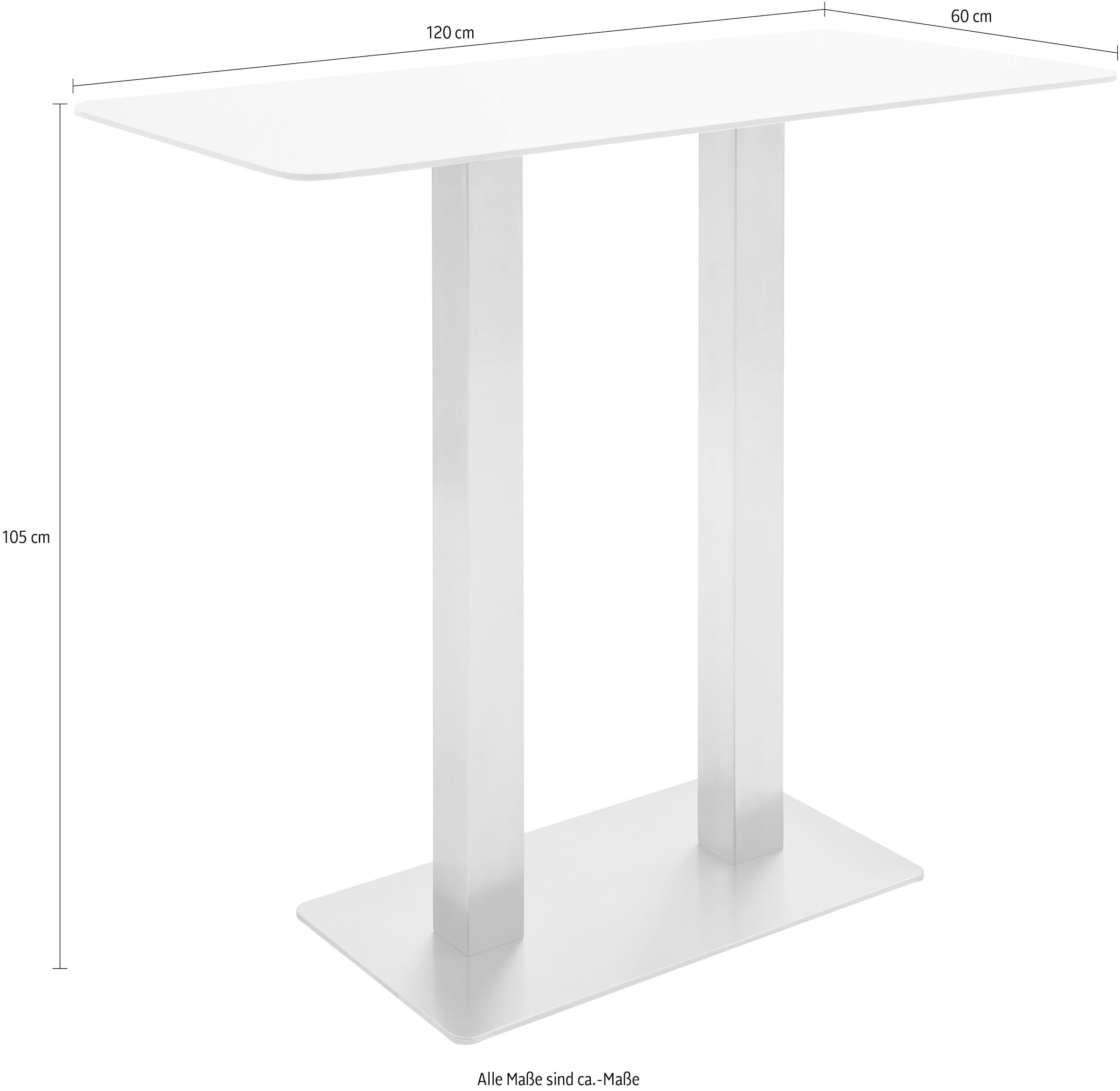 MCA furniture Bartisch »Zarina«, Bartisch mit Glaskeramik Tischplatte mit Edelstahl Gestell