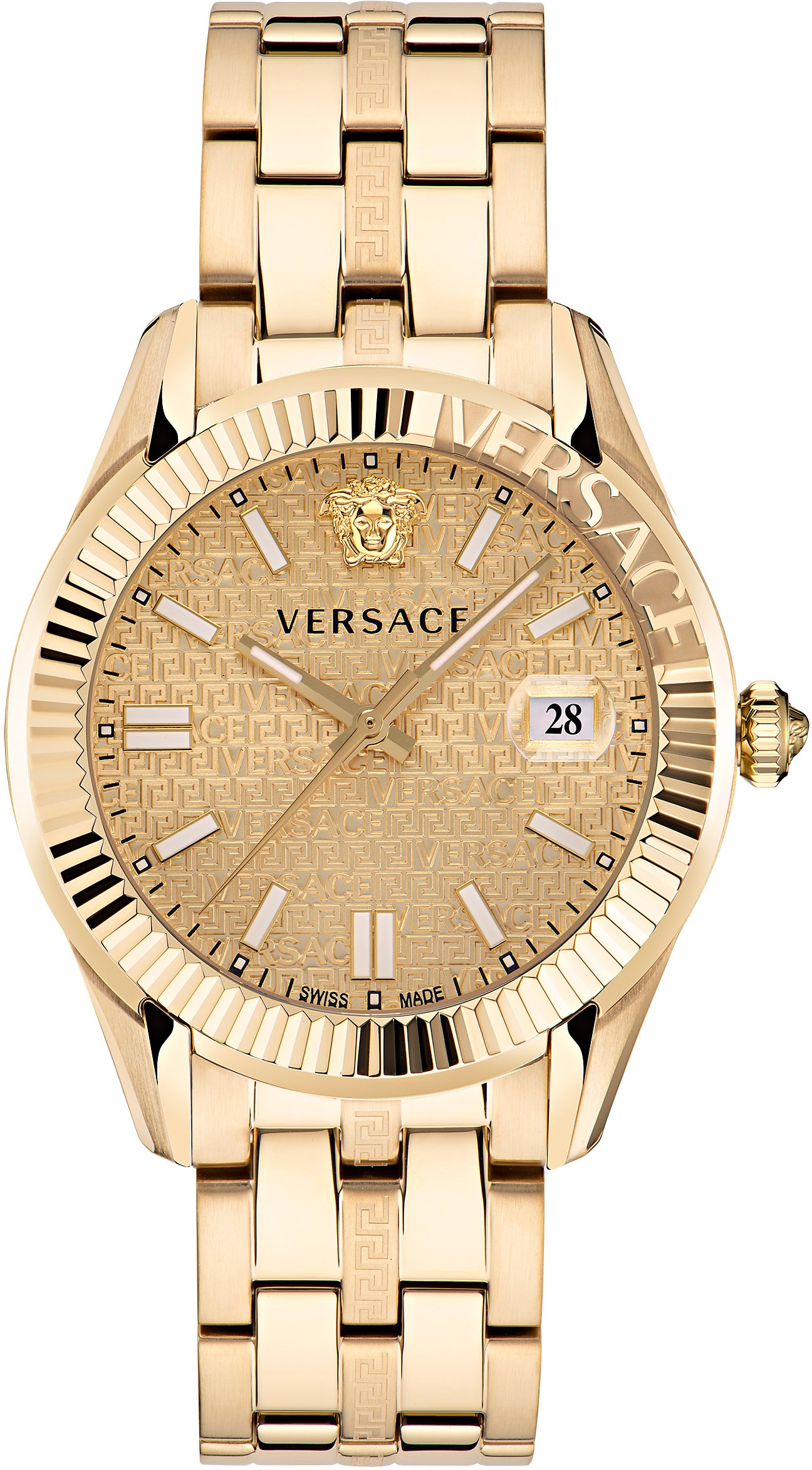 Versace Quarzuhr »GRECA TIME, VE3K00522«, Armbanduhr, Damenuhr, Saphirglas, Datum, Swiss Made, analog