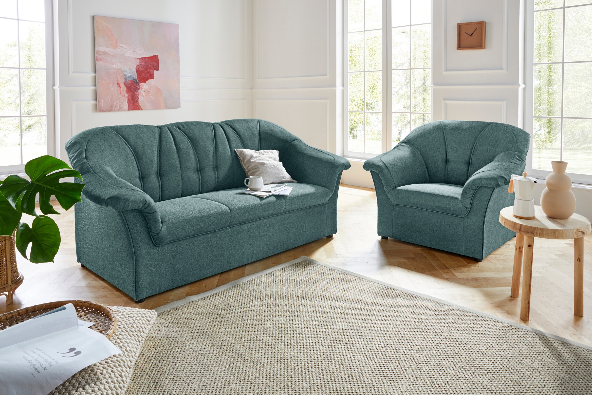 DOMO collection Polstergarnitur "Pegnitz", (Set), Sessel und 3-Sitzer günstig online kaufen