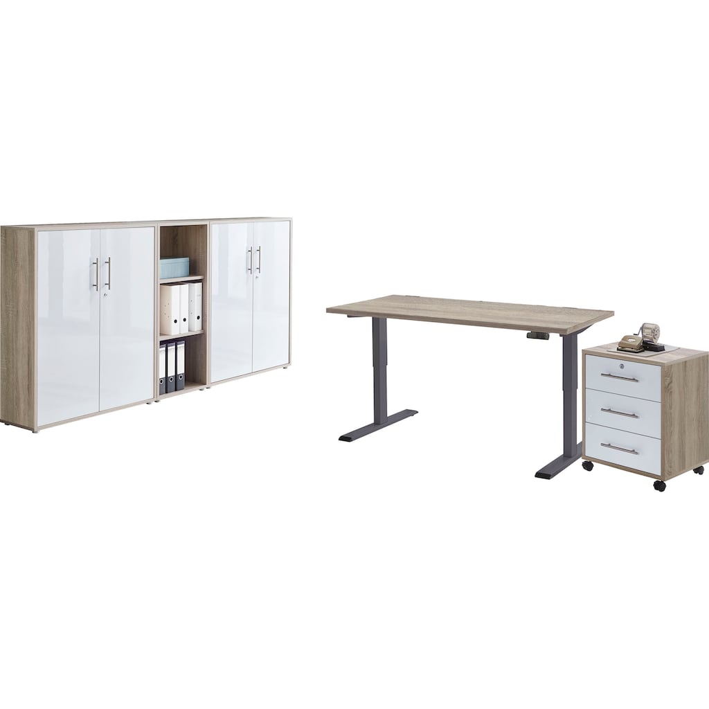 BMG Möbel Büromöbel-Set »Tabor«, (Set, 5 St.), mit elektrisch höhenverstellbarem Schreibtisch