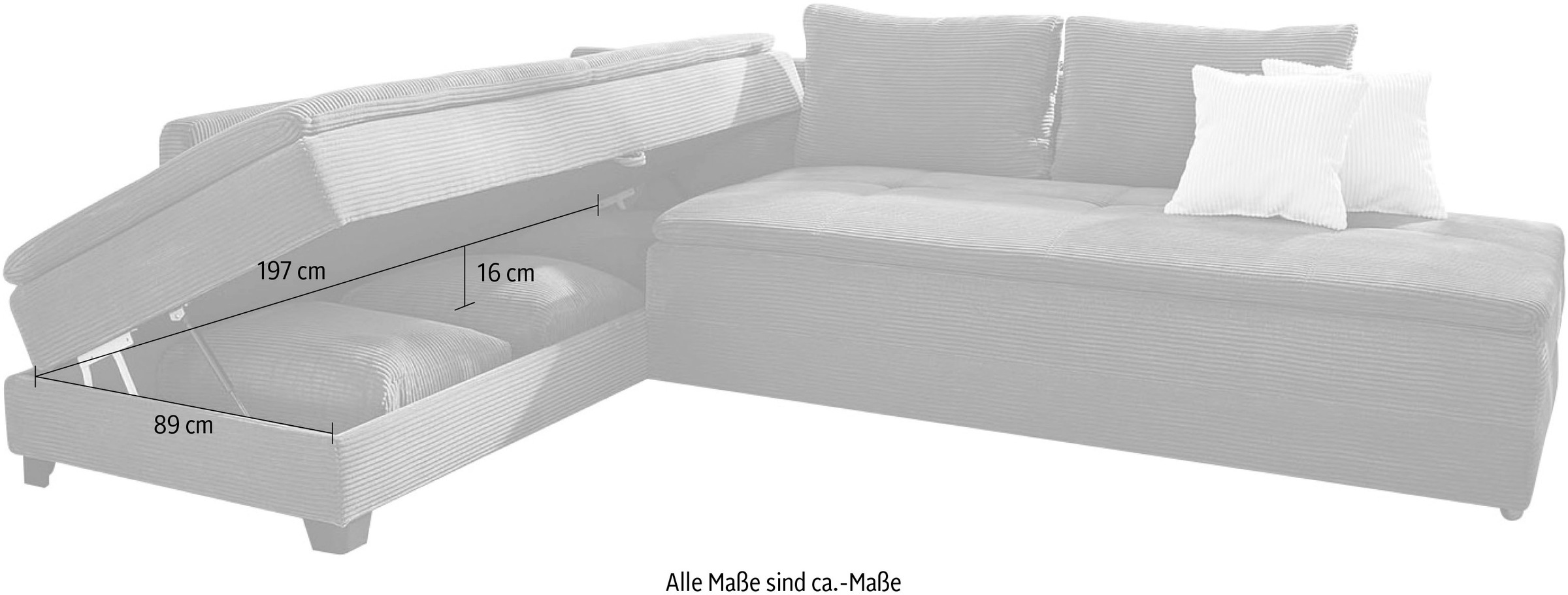 Jockenhöfer Gruppe Ecksofa »Madrid L-Form, drehbares Dauerschlafsofa, Federkern«, integrierter Kaltschaum-Topper, Regalelement, links/rechts montierbar