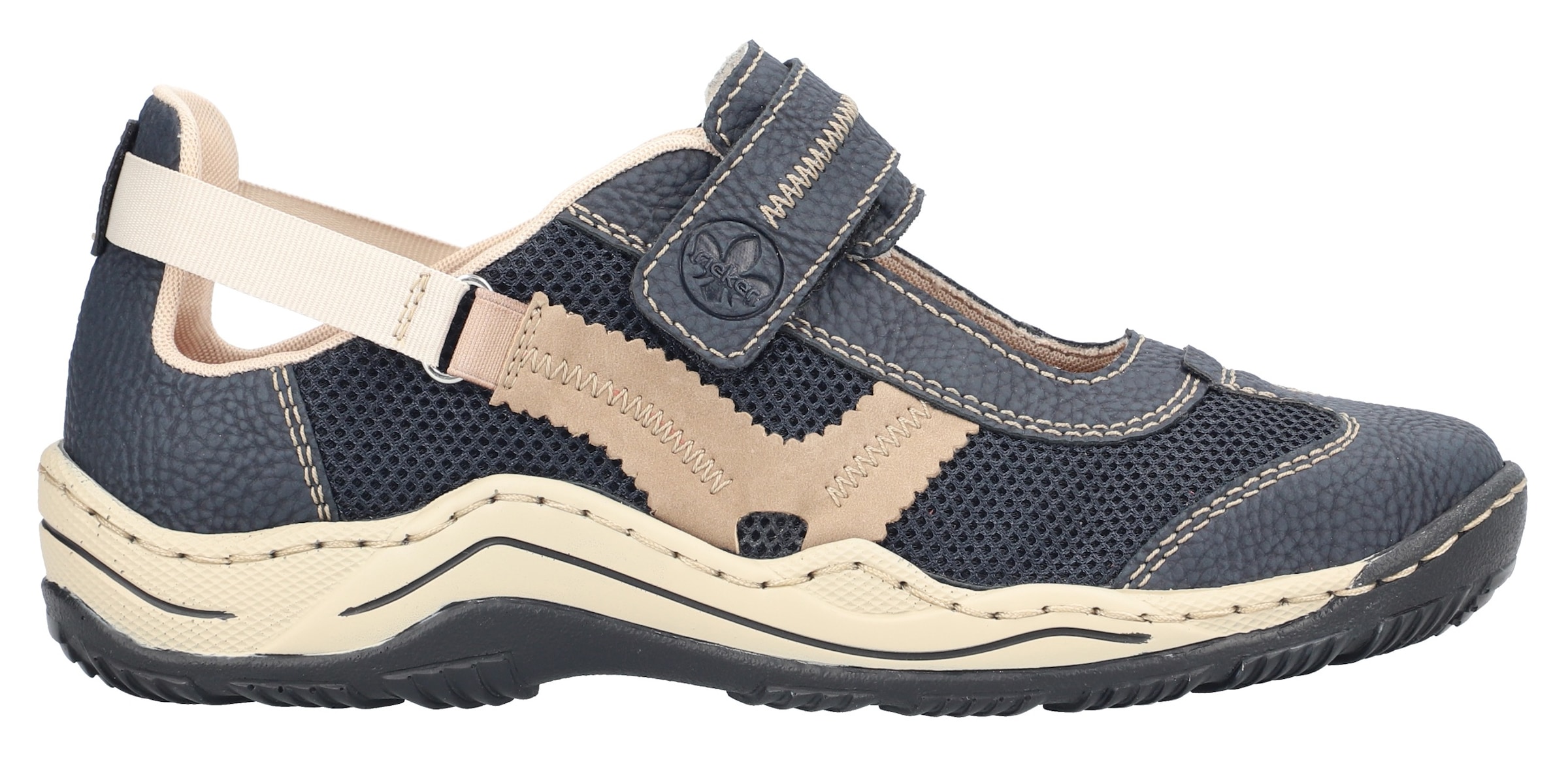 Rieker Klettschuh, Schlupfschuh, Slip on Sneaker mit farblich abgesetzten Ziernähten