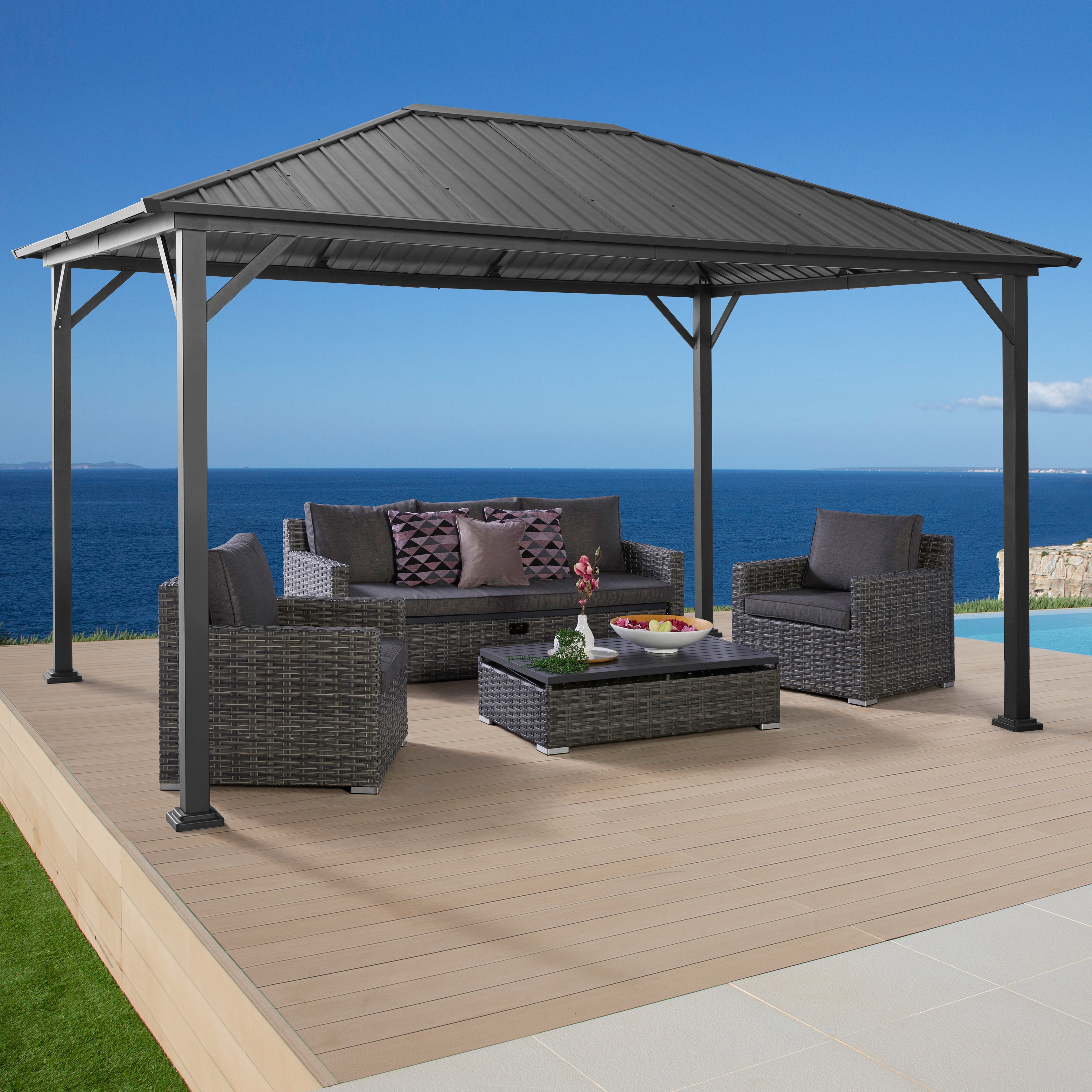 KONIFERA Pavillon ""Samos" aus verzinktem Stahl, ohne Seitenteile" BxT: 300x400 cm, schützt vor Sonne, leichtem Wind und Niederschlag
