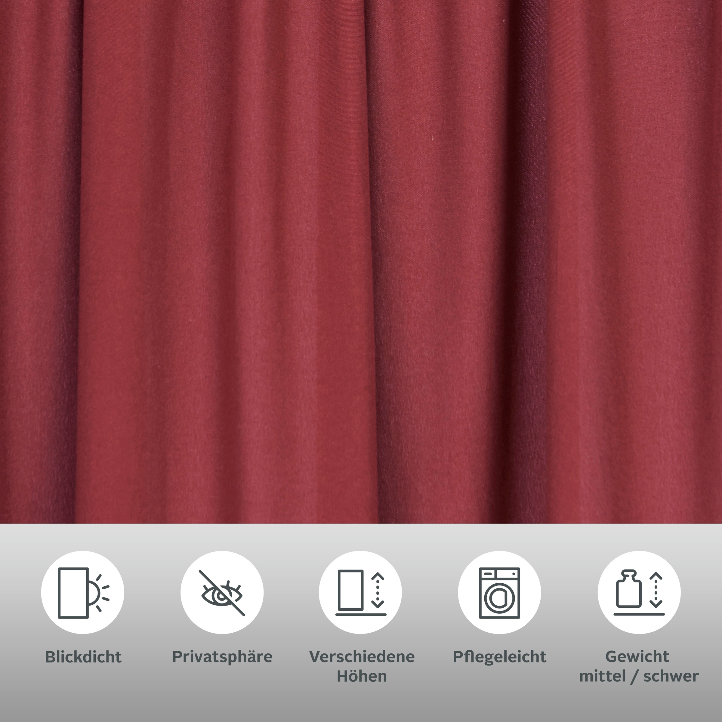 Thumbnail - my home Vorhang "Parry" Kräuselband 2 Stk. tlg. 2-er Set, blickdicht, monochrom, basic, einfarbig, Bestseller