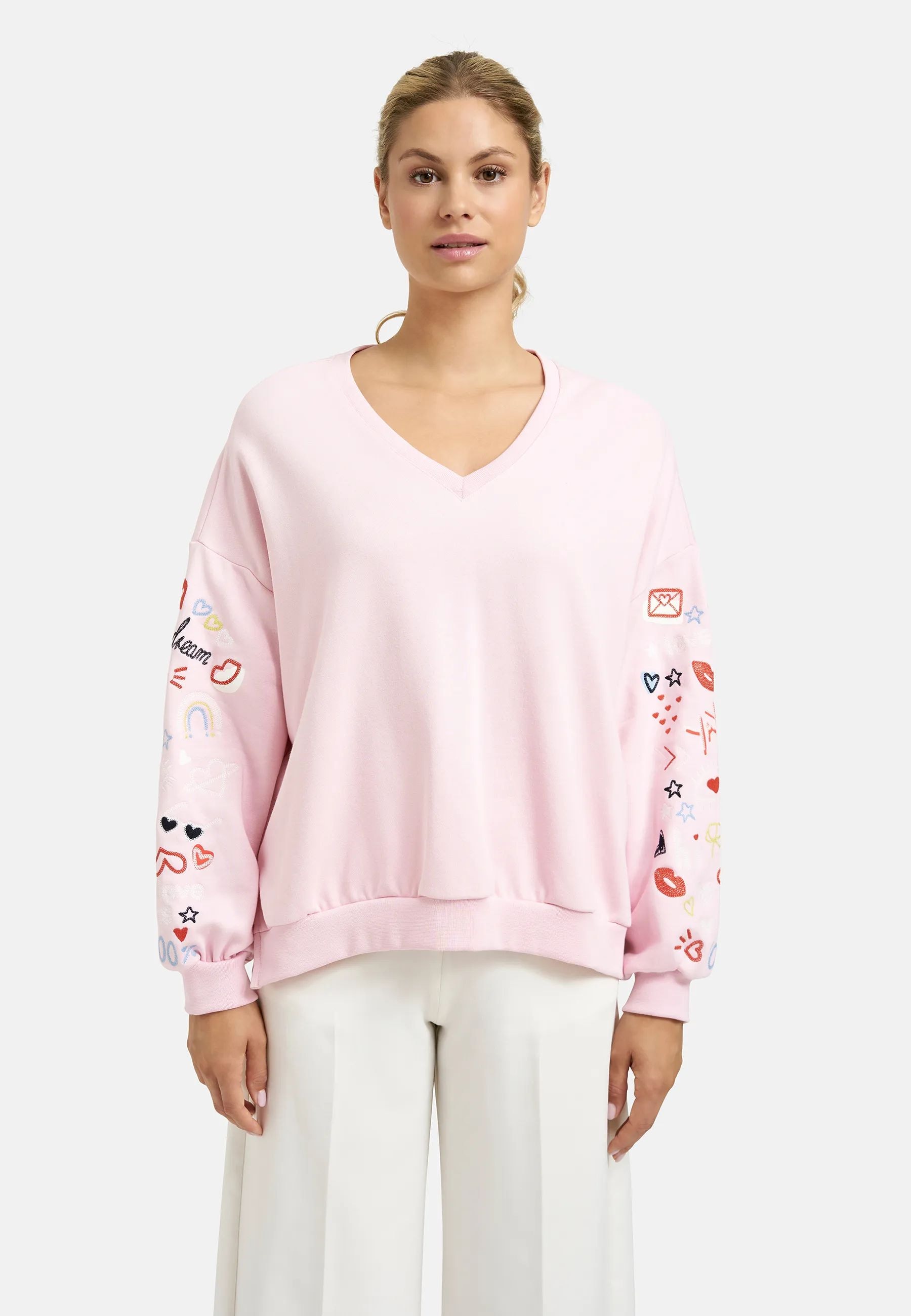 Smith & Soul Sweatshirt, mit V-Ausschnitt, Oversize, bestickt