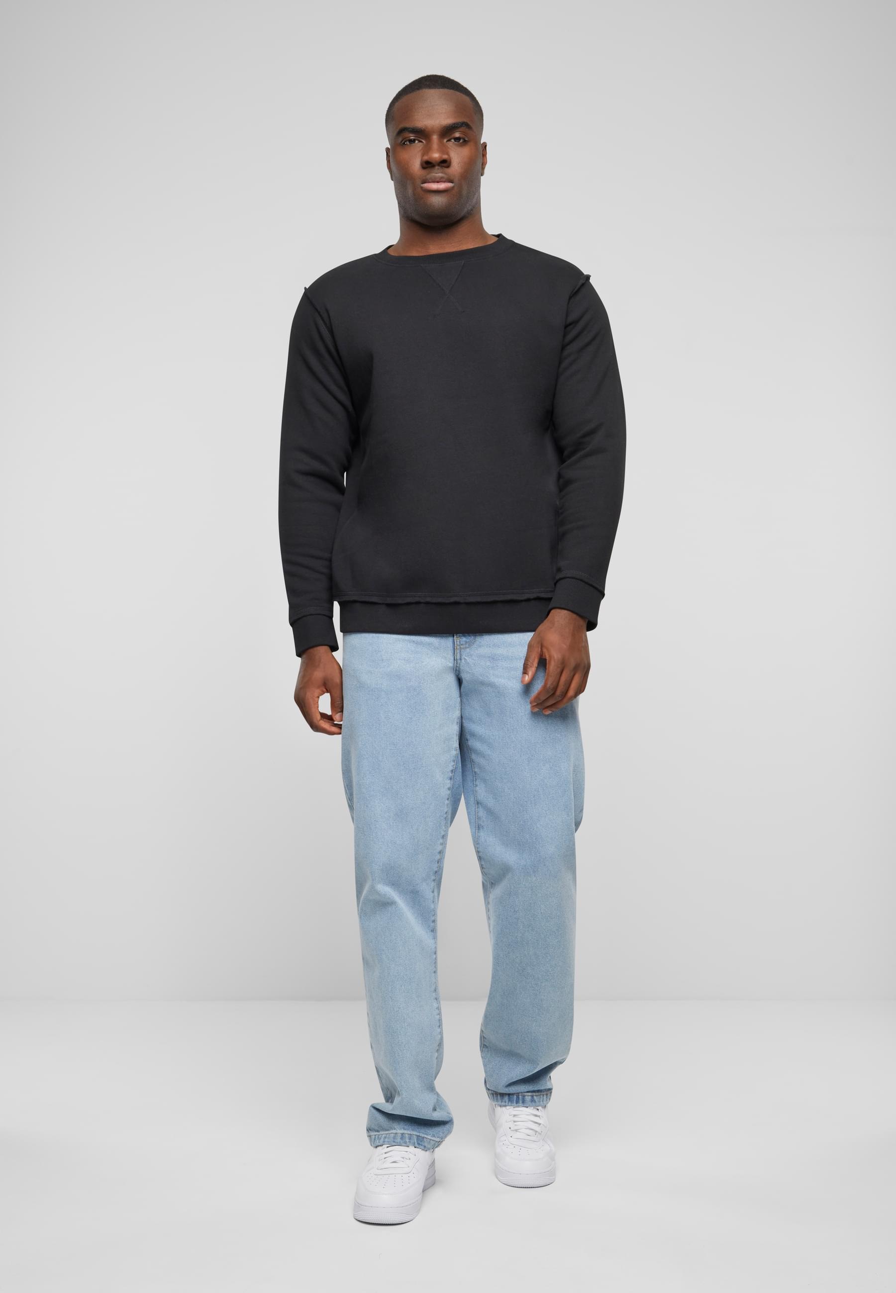 URBAN CLASSICS Rundhalspullover »Urban Classics Herren Oversized Open Edge Crew«, (1 tlg.)