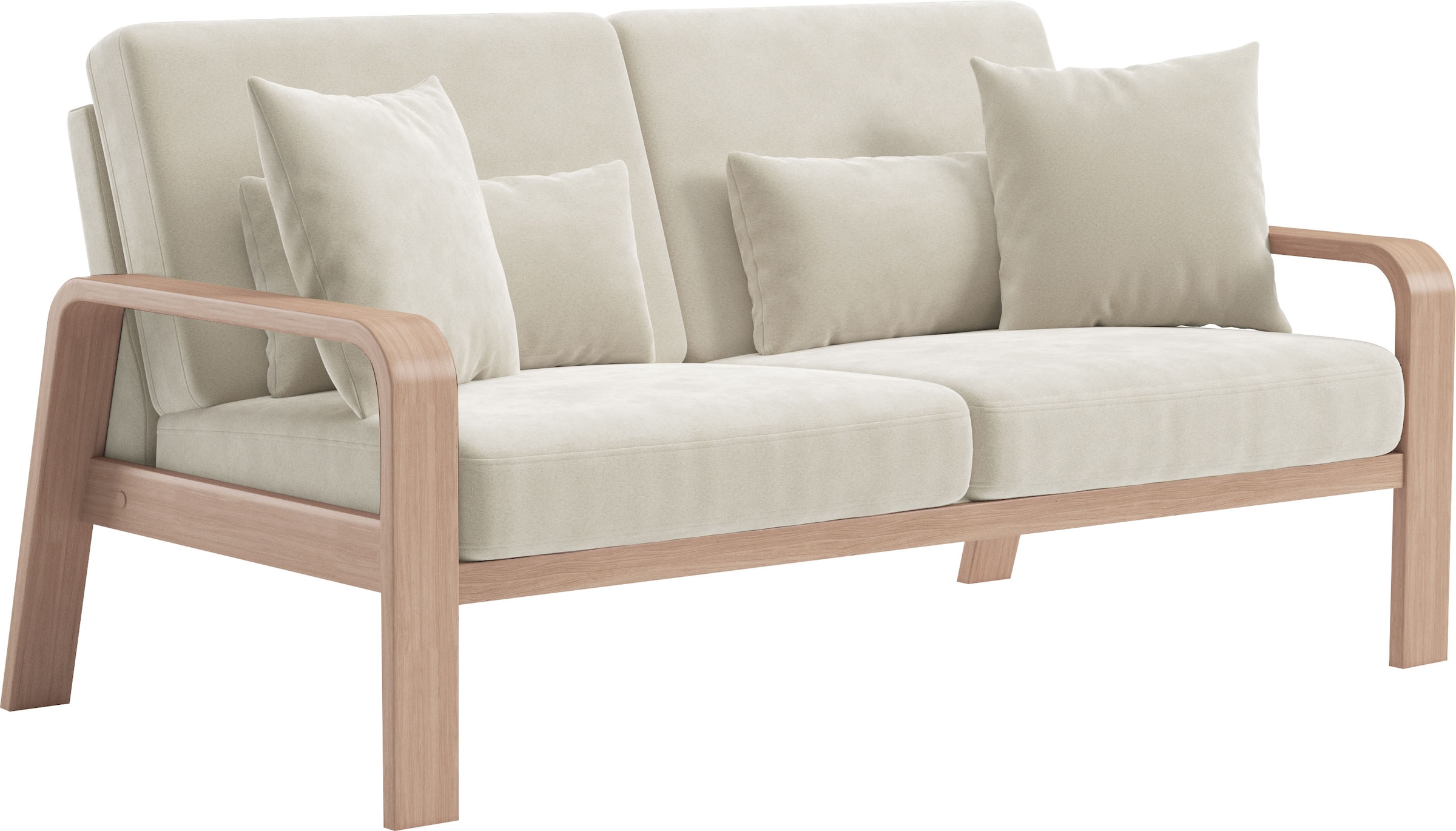 sit&more 2,5-Sitzer »Kolding« Armlehnen aus Buchenholz in natur, verschiedene Bezüge und Farben