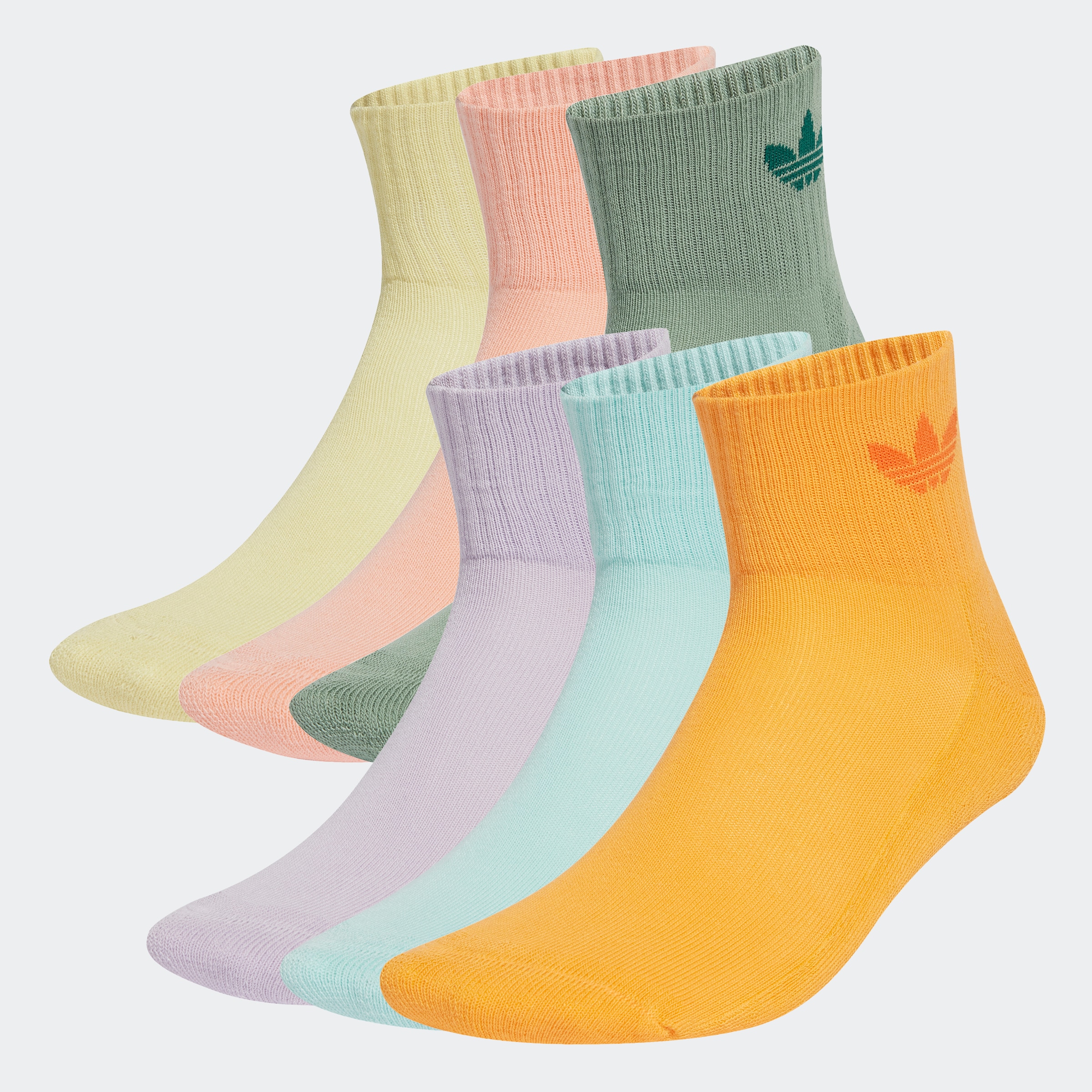 adidas Originals Sportsocken "MID ANKLE, 6 PAAR" 6 Paar tlg. für Laufen, 6er-Pack, mit Logodruck im Trefoil Style, knöchellang