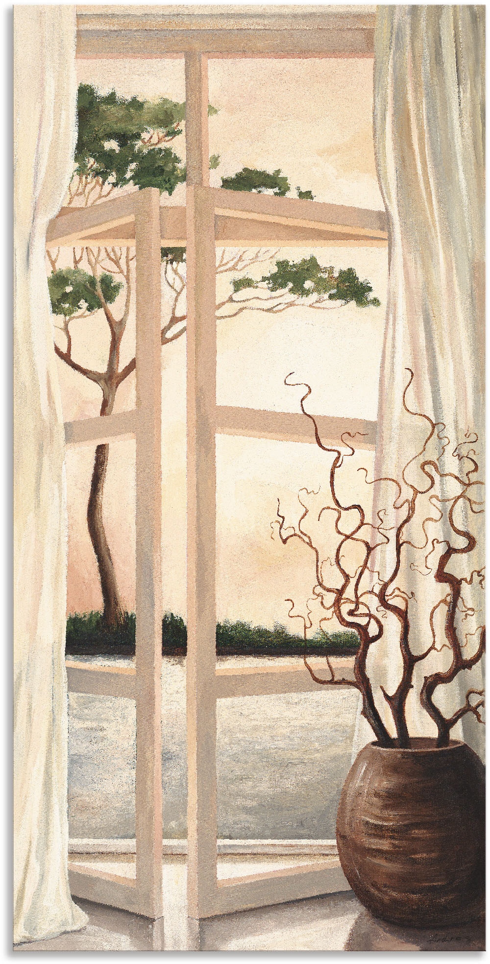 Artland Wandbild "Fensterbild Toskanischer Sonnenuntergang" Fensterblick 1 günstig online kaufen