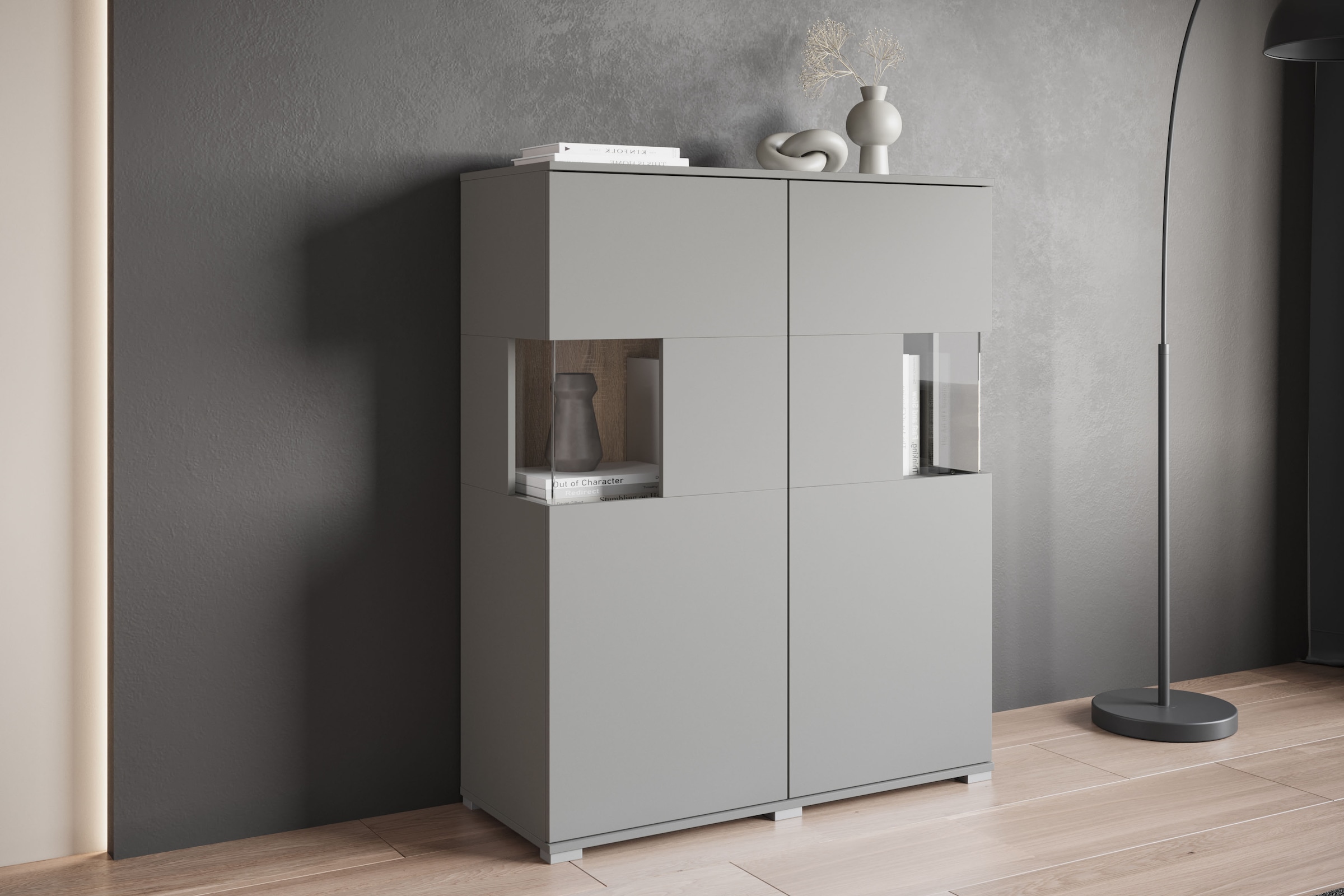 INOSIGN Highboard »Kenia«, (1 St.), Modernes Highboard mit Glastüren, Breite 100 cm