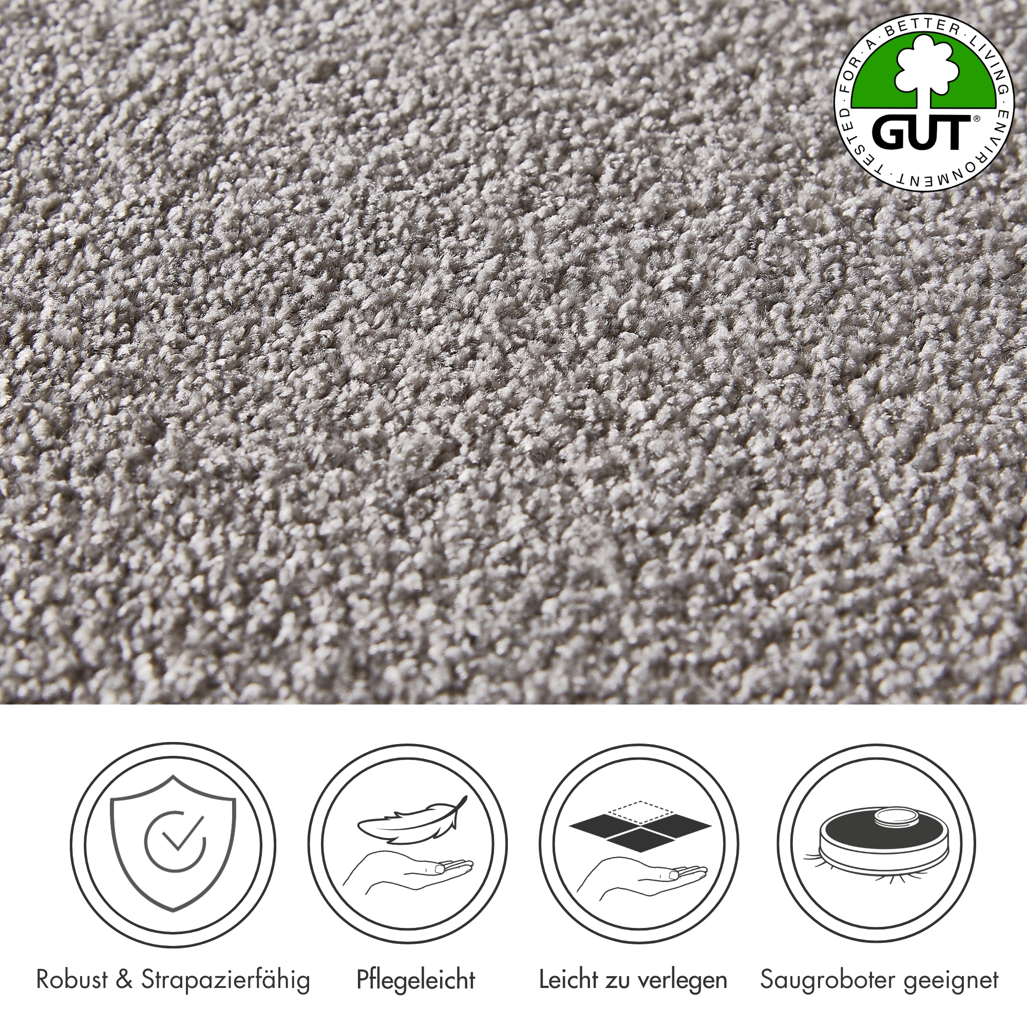 Andiamo Teppichboden »Verona, Velours, Made in Belgium«, rechteckig, 6 mm Höhe, Uni Farben, Breite 400 cm oder 500 cm, strapazierfähig, pflegeleicht