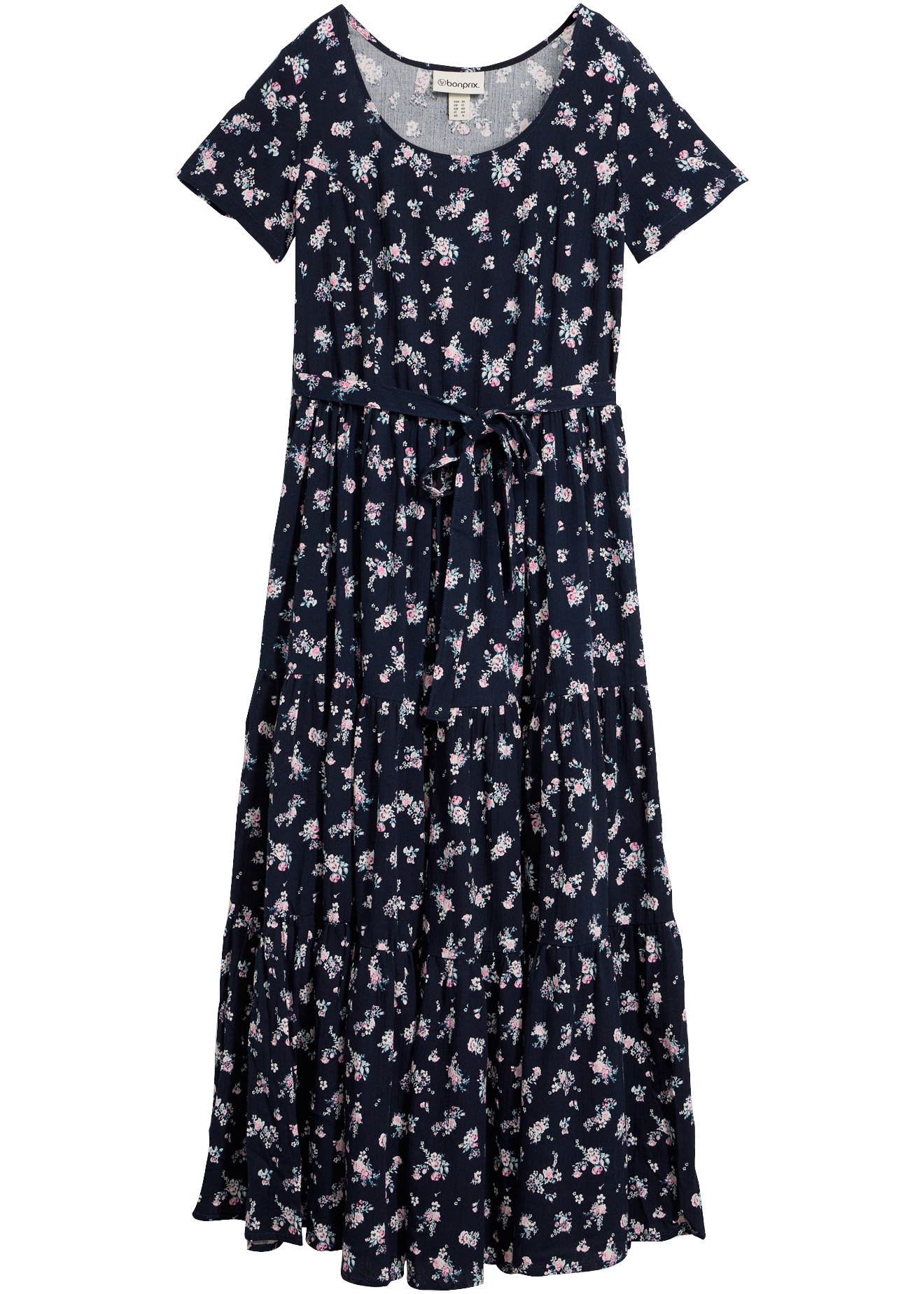 bonprix Maxikleid aus reiner Baumwolle, Loose Fit, Kurzarm-Design, mit Allover-Muster