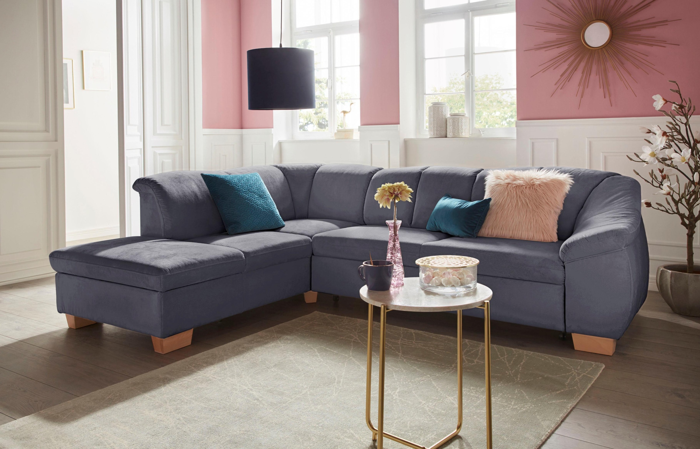 sit&more Ecksofa "Santo L-Form" mit Federkern, wahlweise mit Schlaffunktion und Stauraum