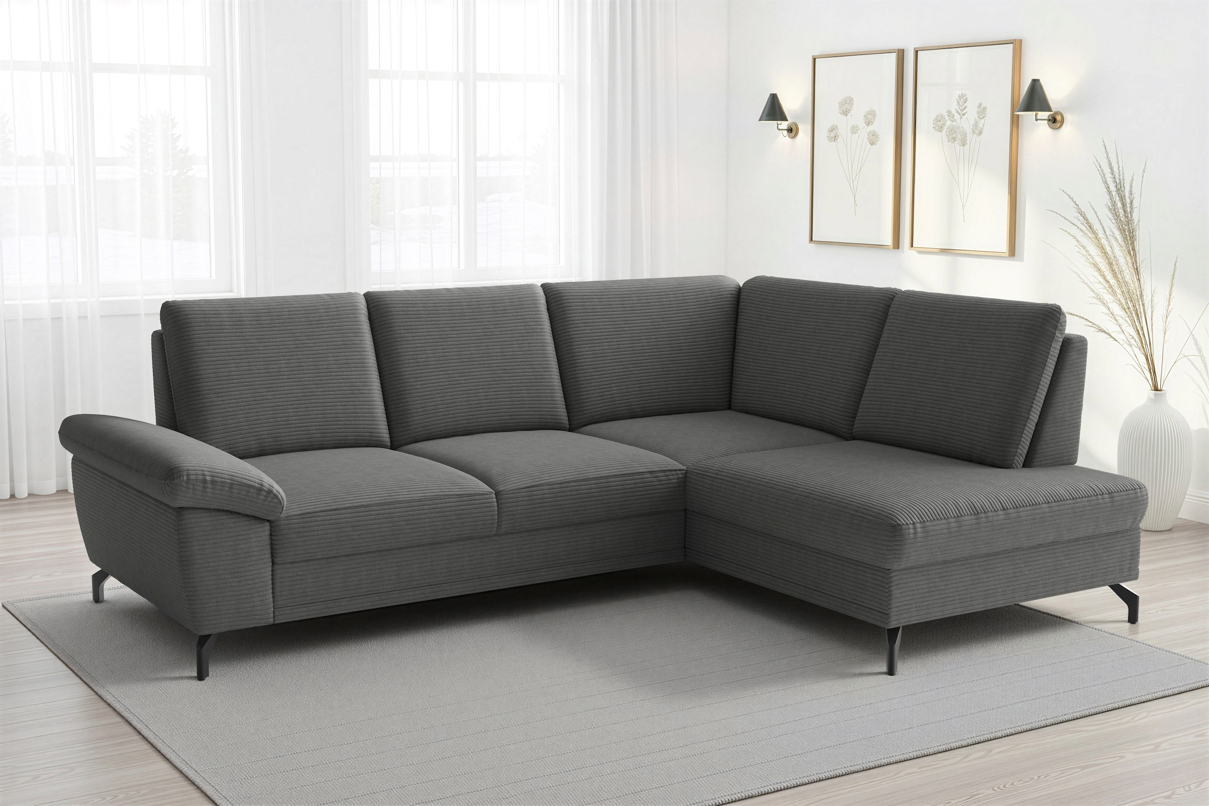 sit&more Ecksofa "Chelsea L-Form, B: 249 cm, Armteil- & Sitztiefenverstellung" optional Schlaffunktion und Bettkasten