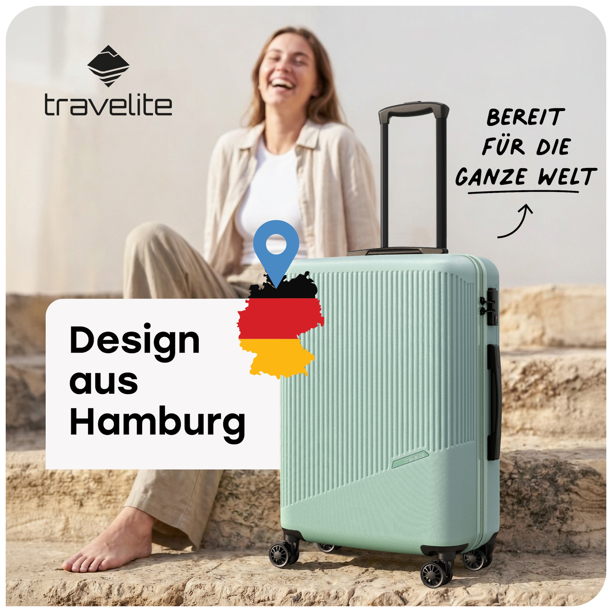 travelite Hartschalen-Trolley »BALI Reisekoffer Hartschale« 65 l 4 Rollen TSA-Schloss – robustes Reisegepäck