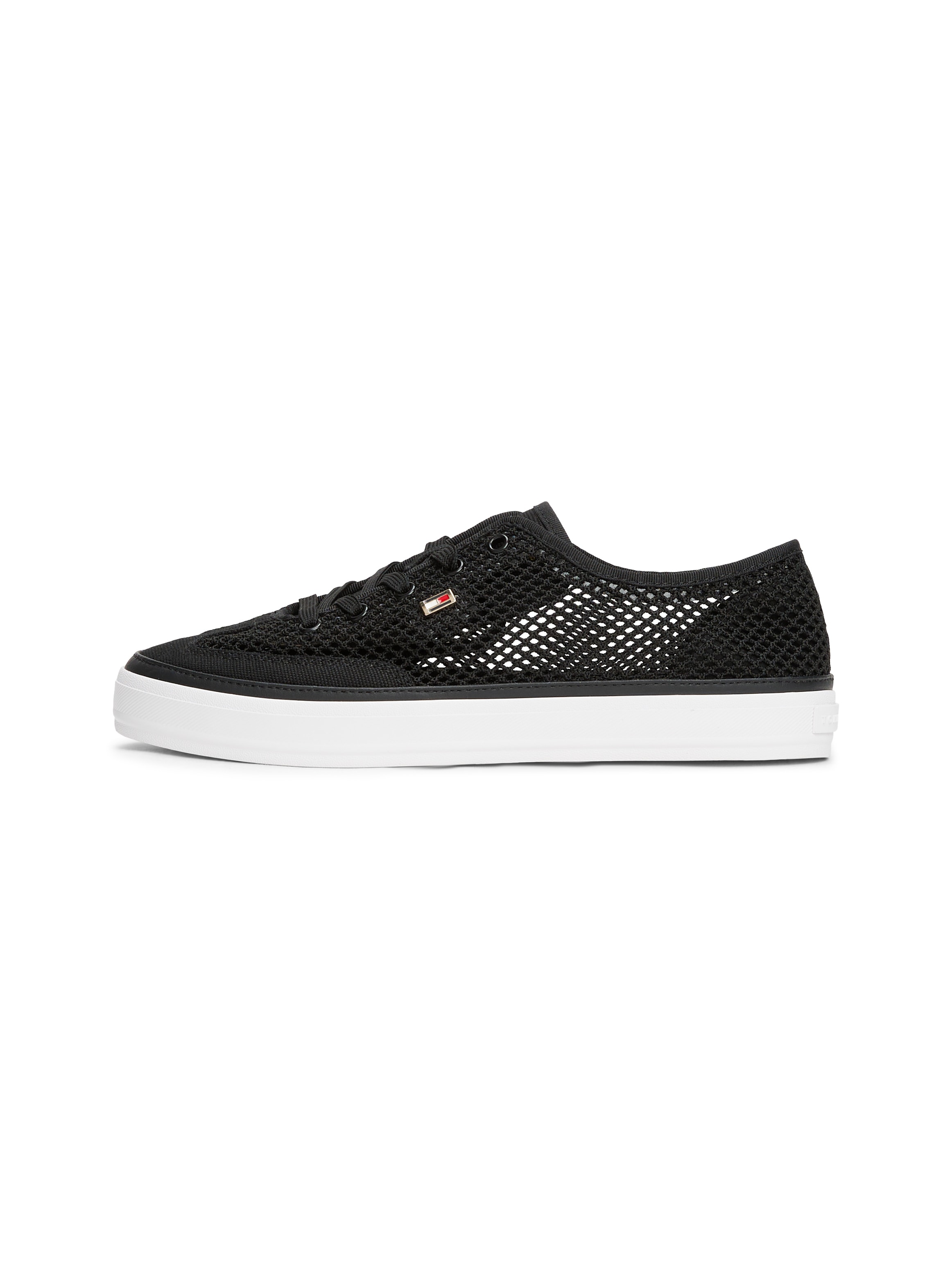 Tommy Hilfiger Plateausneaker »TH OPEN MESH VULC SNEAKER«, Freizeitschuh, Halbschuh, Schnürschuh mit Logoflagge