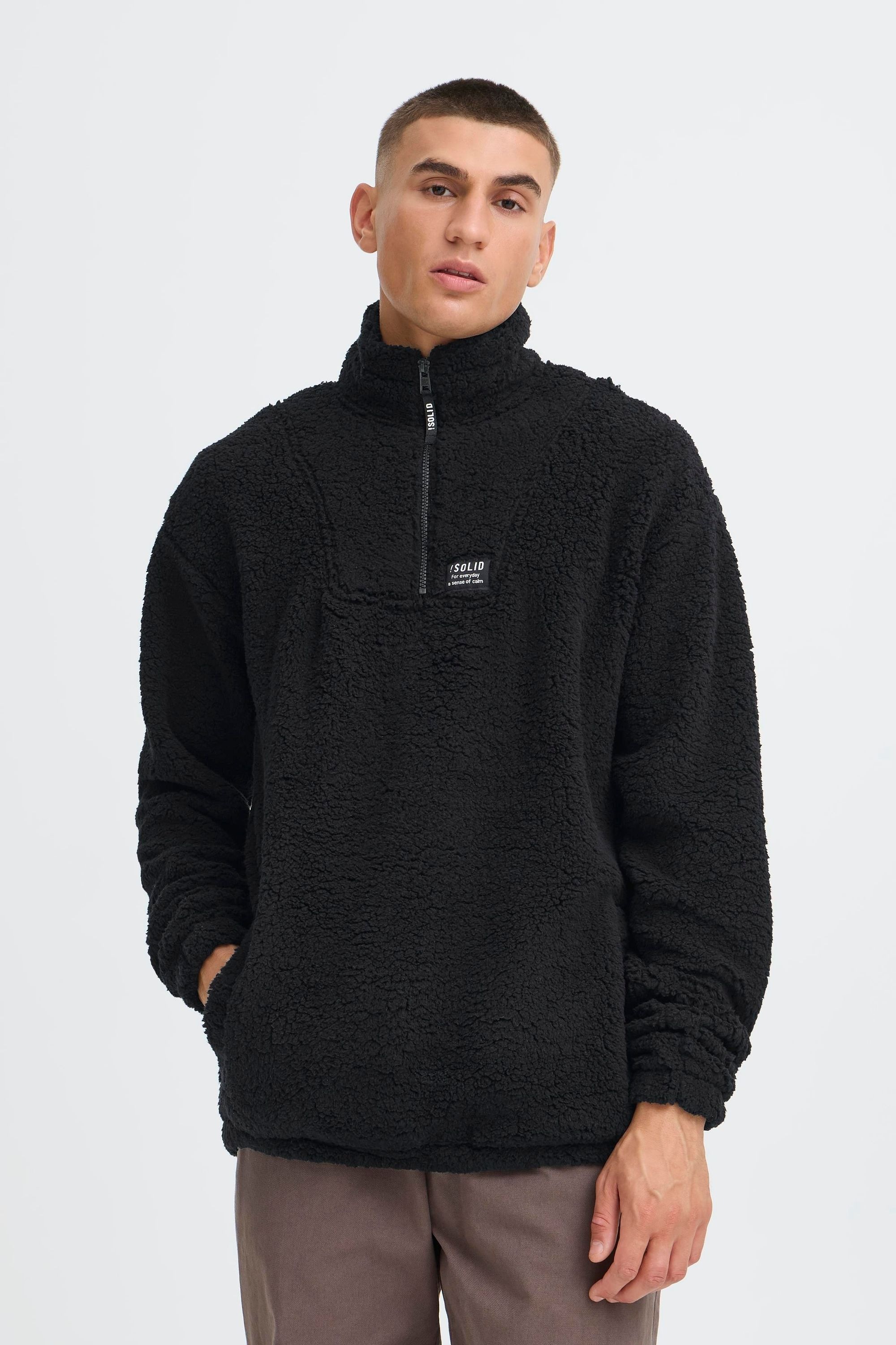 !solid Troyer SOLID "Troyer SDPEDER", Herren, Gr. XL, schwarz (true schwarz), Obermaterial: 100% Polyester PES., Pullover Troyer 2