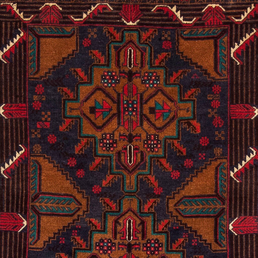 morgenland Hochflor-Läufer »Belutsch Medaillon Multicolore 184 x 110 cm«, rechteckig, Handgeknüpft