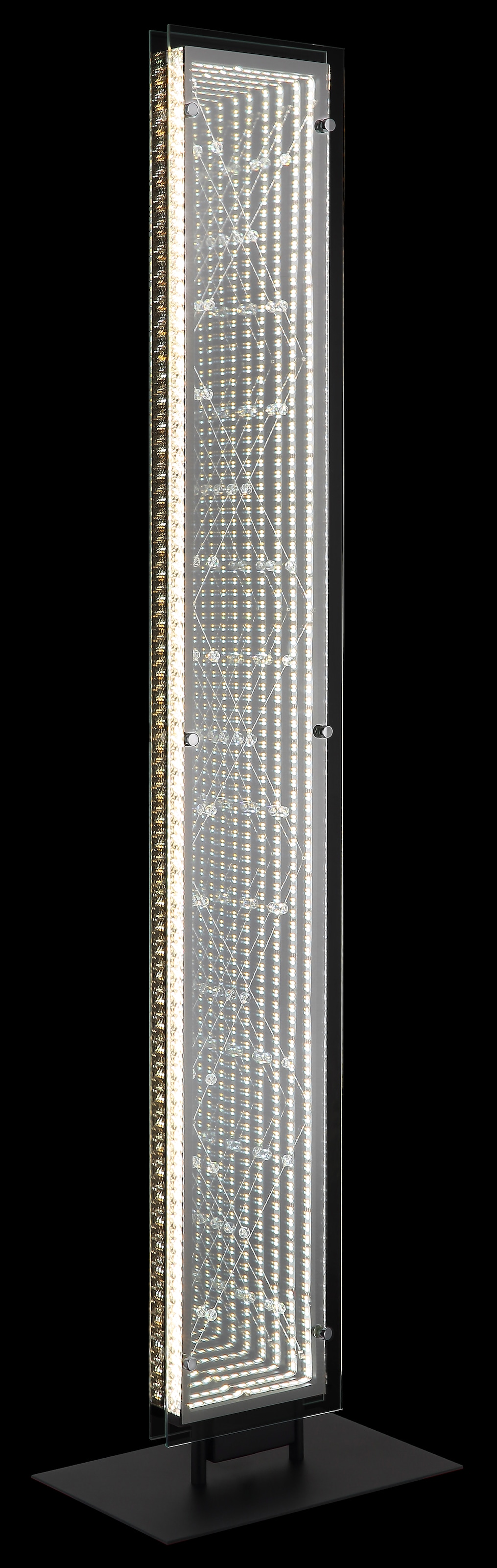GLOBO LIGHTING Stehlampe »MIRRORA« LED-Modul 1 Stk. Stehleuchte Schwarz, 3D-Effekt, Kristalle, dimmbar, LED 45W