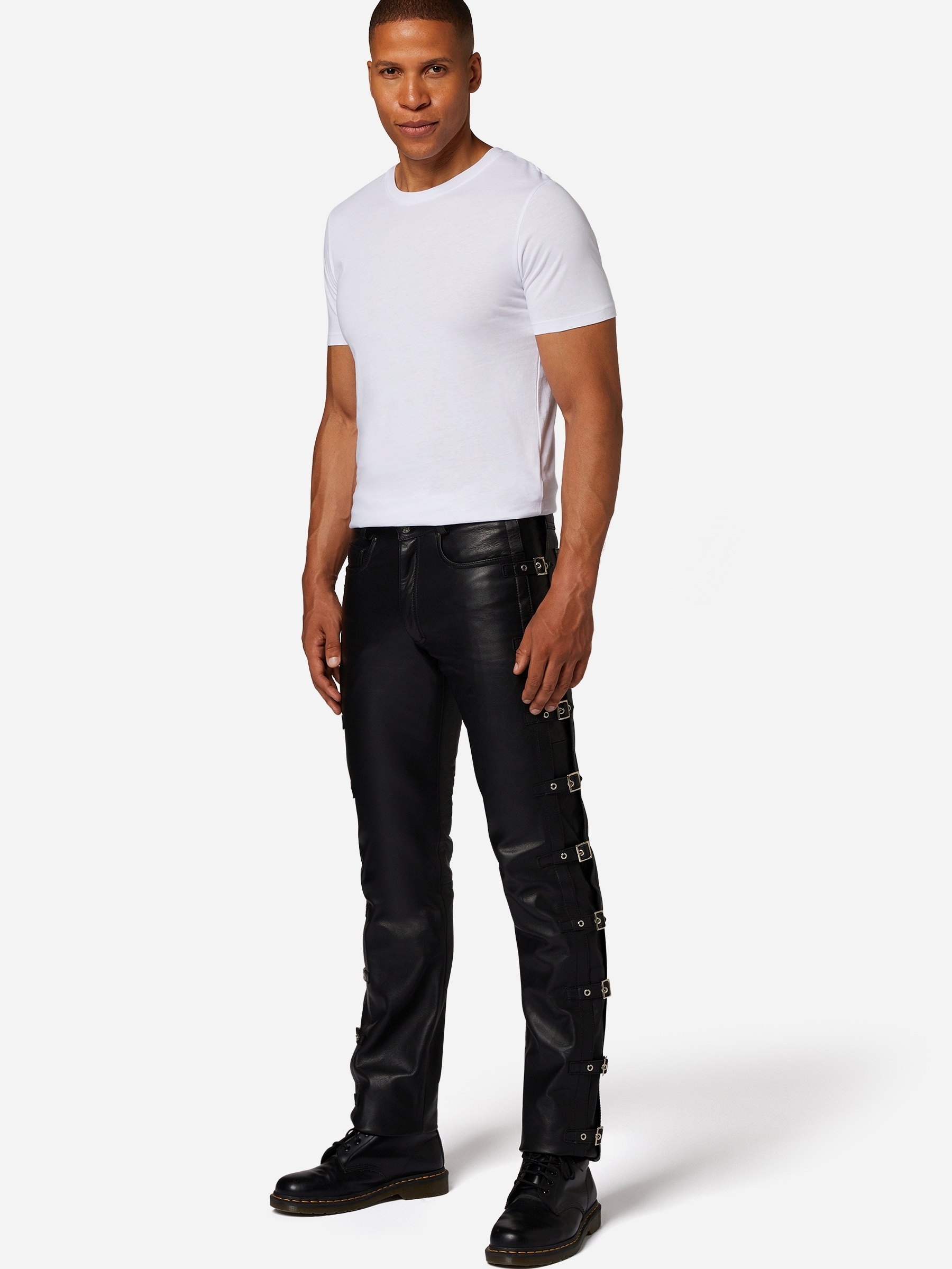 RICANO 5-Pocket-Hose »Lederhose Buckle Schnallenhose«  Handgefertigt aus echtem Leder