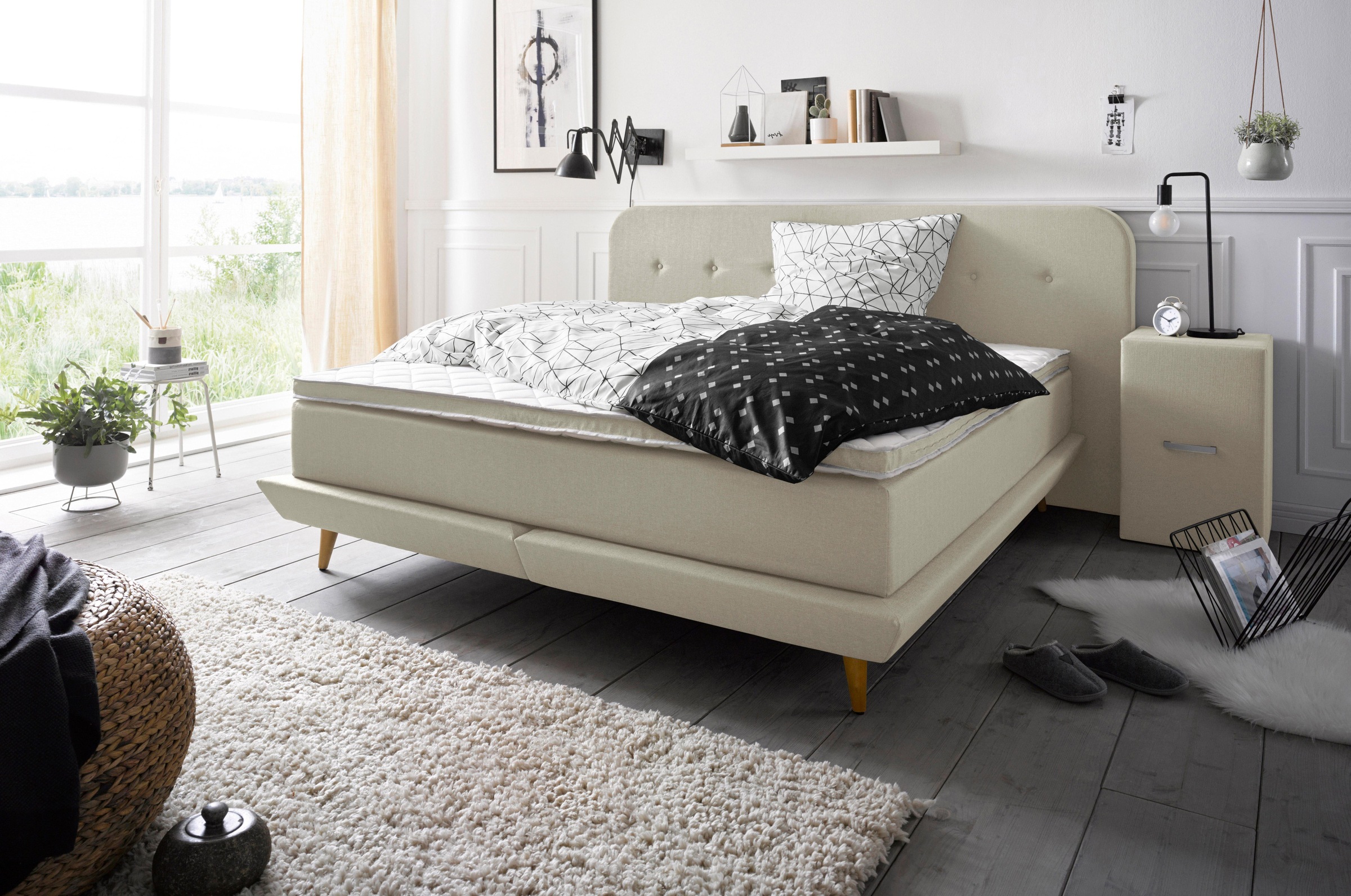 andas Boxspringbett »Premium«, Steppung mit Knopfheftung, inkl. Topper