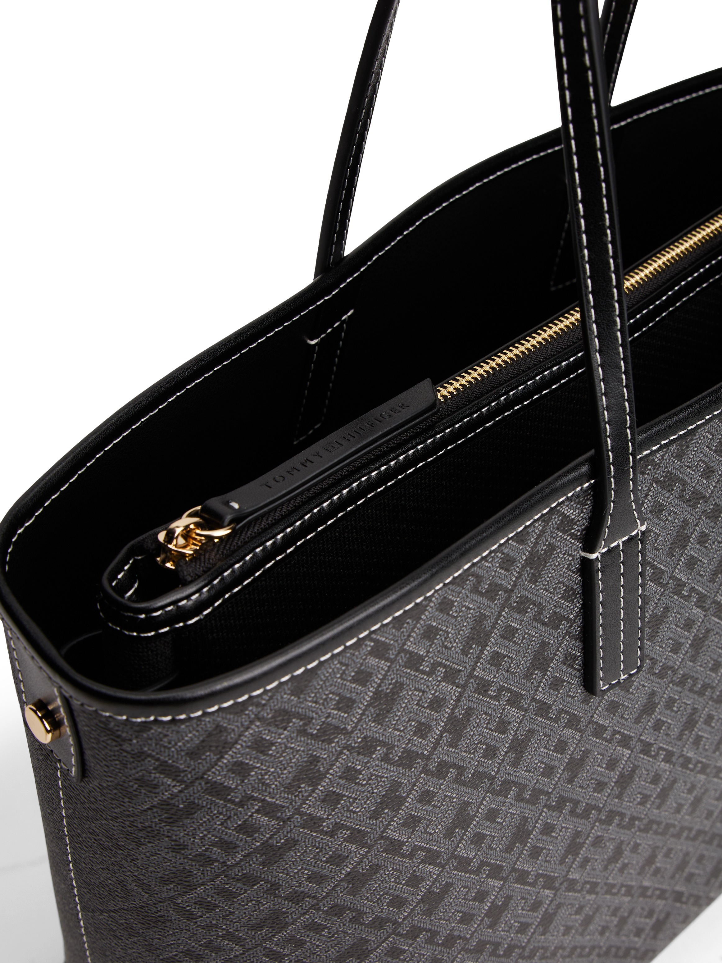 Tommy Hilfiger Tragetasche »TH MONOPLAY LEATHER TOTE« , Damen Schultertasche mit bedrucktem TH-Monogramm