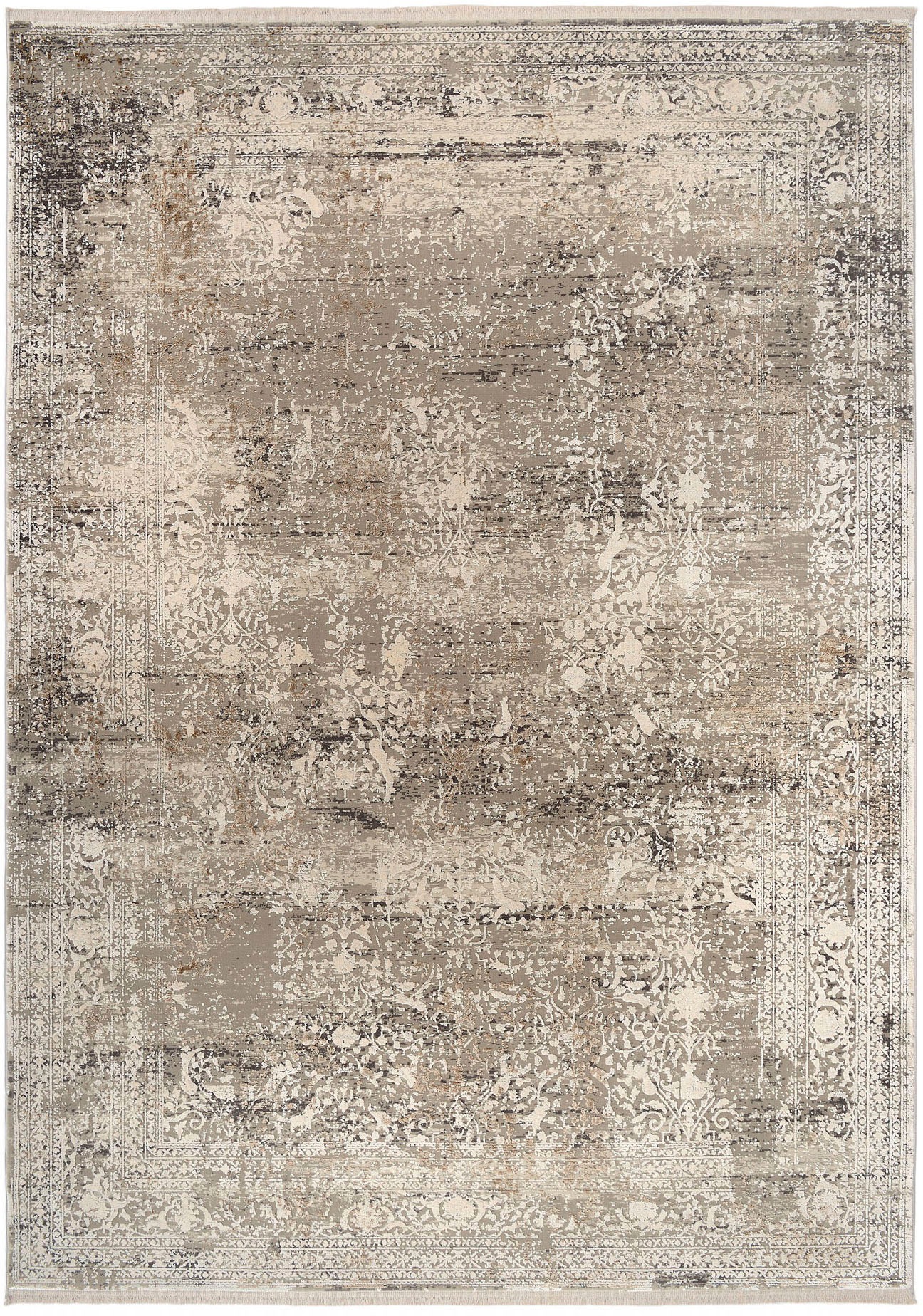 Teppich OCI DIE TEPPICHMARKE "BESTELLER CAVA", gold (goldfarben), B:240cm H:8mm L:300cm, Viskose, Teppiche, Teppich, Glanz Viskose, mit Fransen, Hoch Tief Struktur, Vintage, Wohnzimmer 2