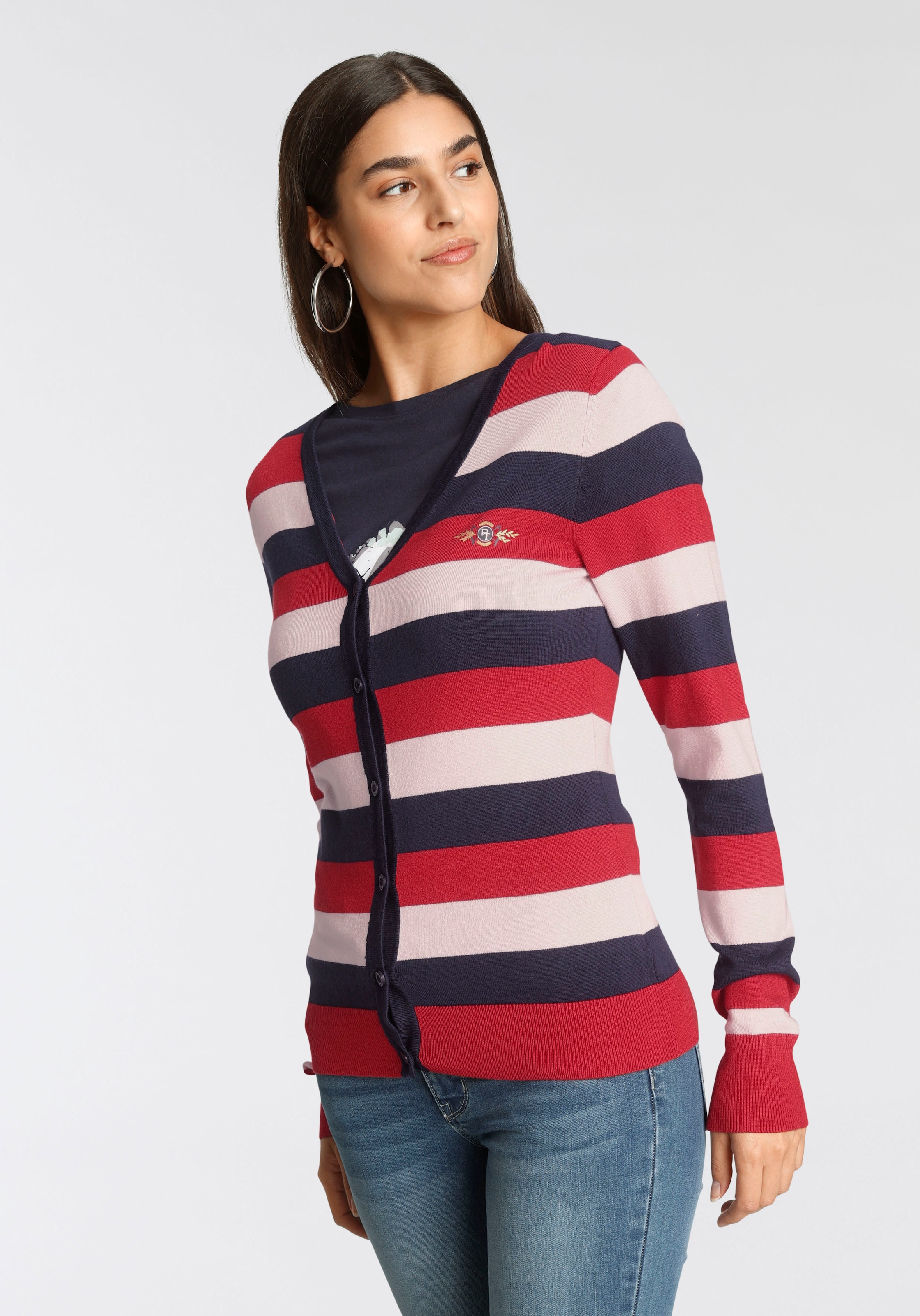 TOM TAILOR Polo Team Strickjacke im tollen Blockstreifen