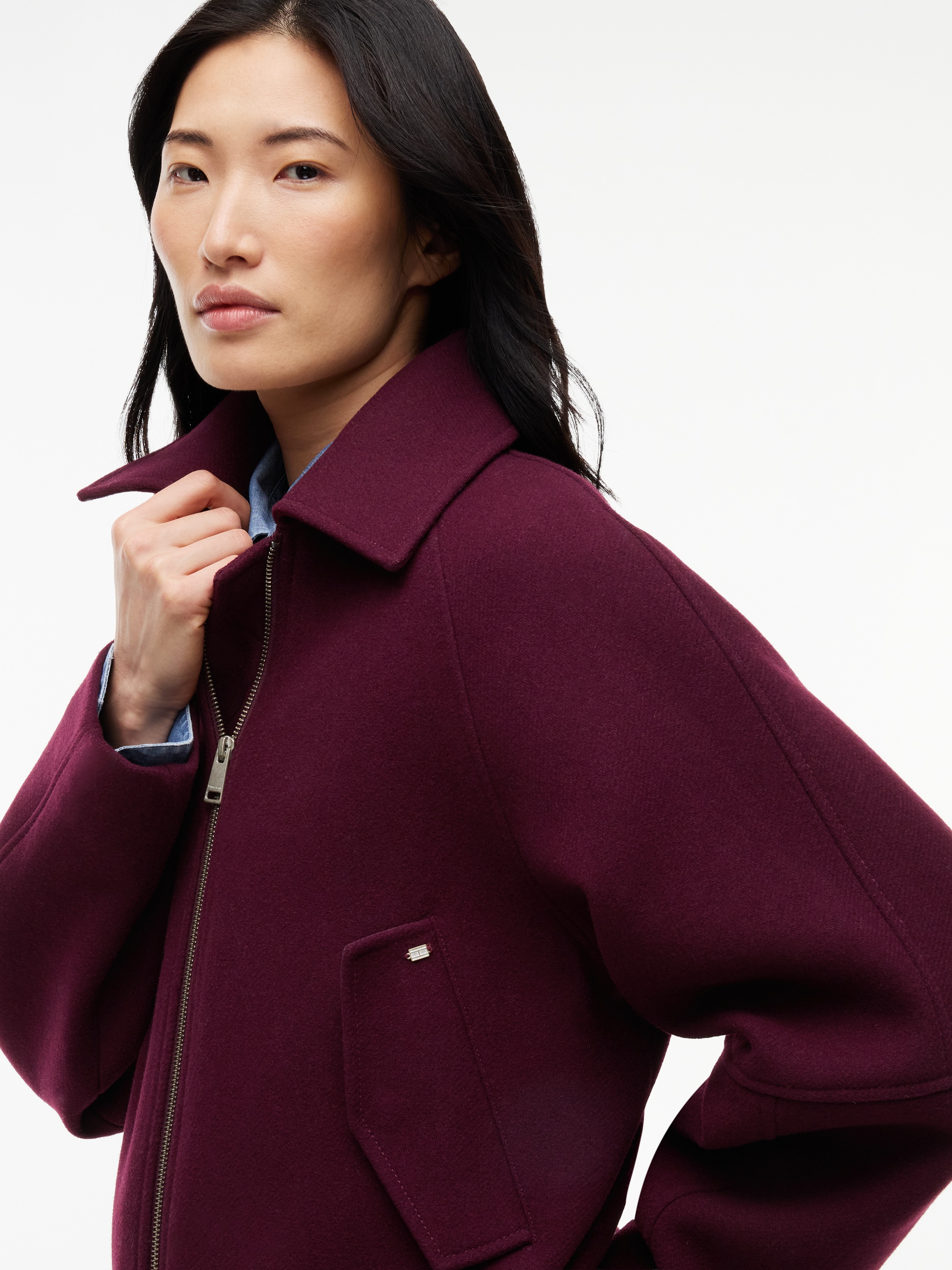 Tommy Jeans Kurzjacke »TJW ZIP THRU WOOL JACKET« Materialmix, mit Wolle